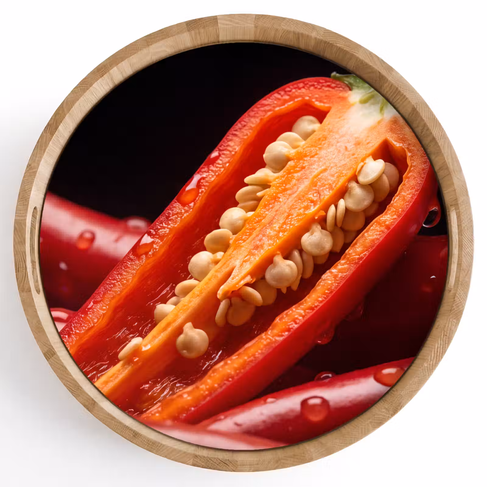 Tray - Chili Pepper - Red - Food - Chilipeper - Rood - Eten Dienblad Rond middel