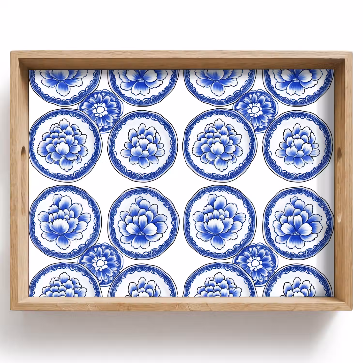 Cirkels - Bloemen - Blauw Dienblad Rechthoek middel 911 -z3d_shopping