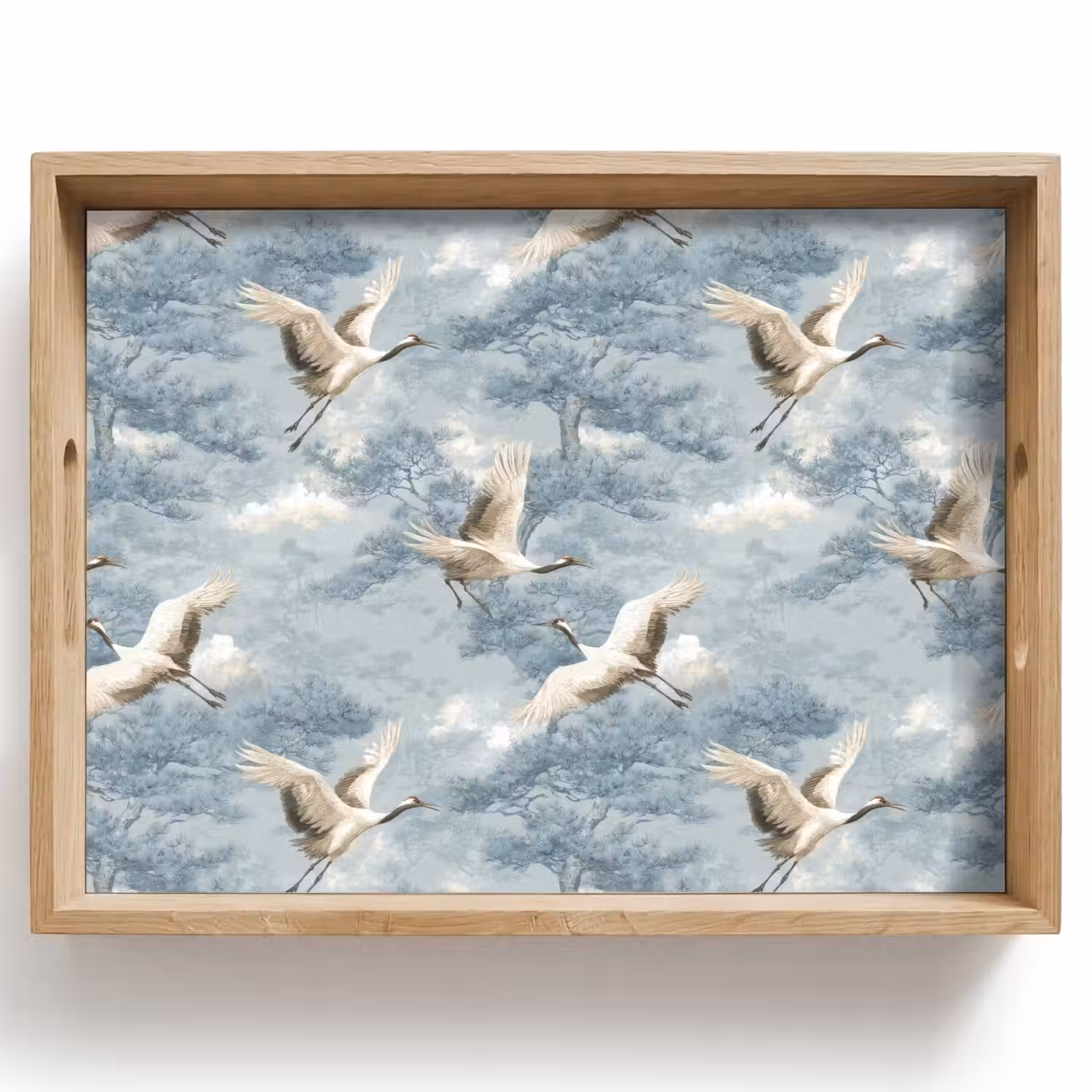 Wolken - Kraanvogels - Blauw Dienblad Rechthoek middel 911 -z3d_shopping