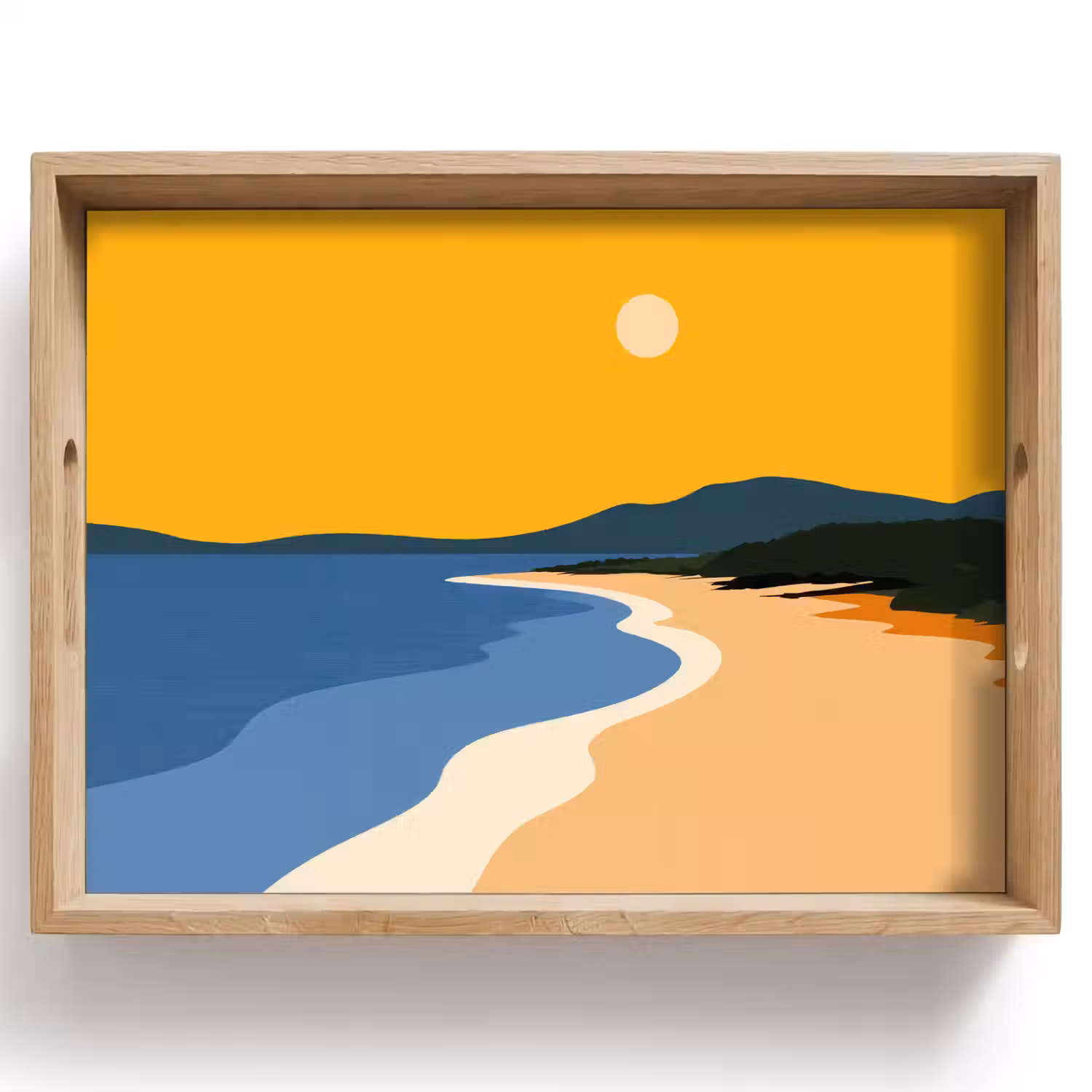 Kustlijn - Oranje lucht - Begroeiing Dienblad Rechthoek middel -z3d_shopping