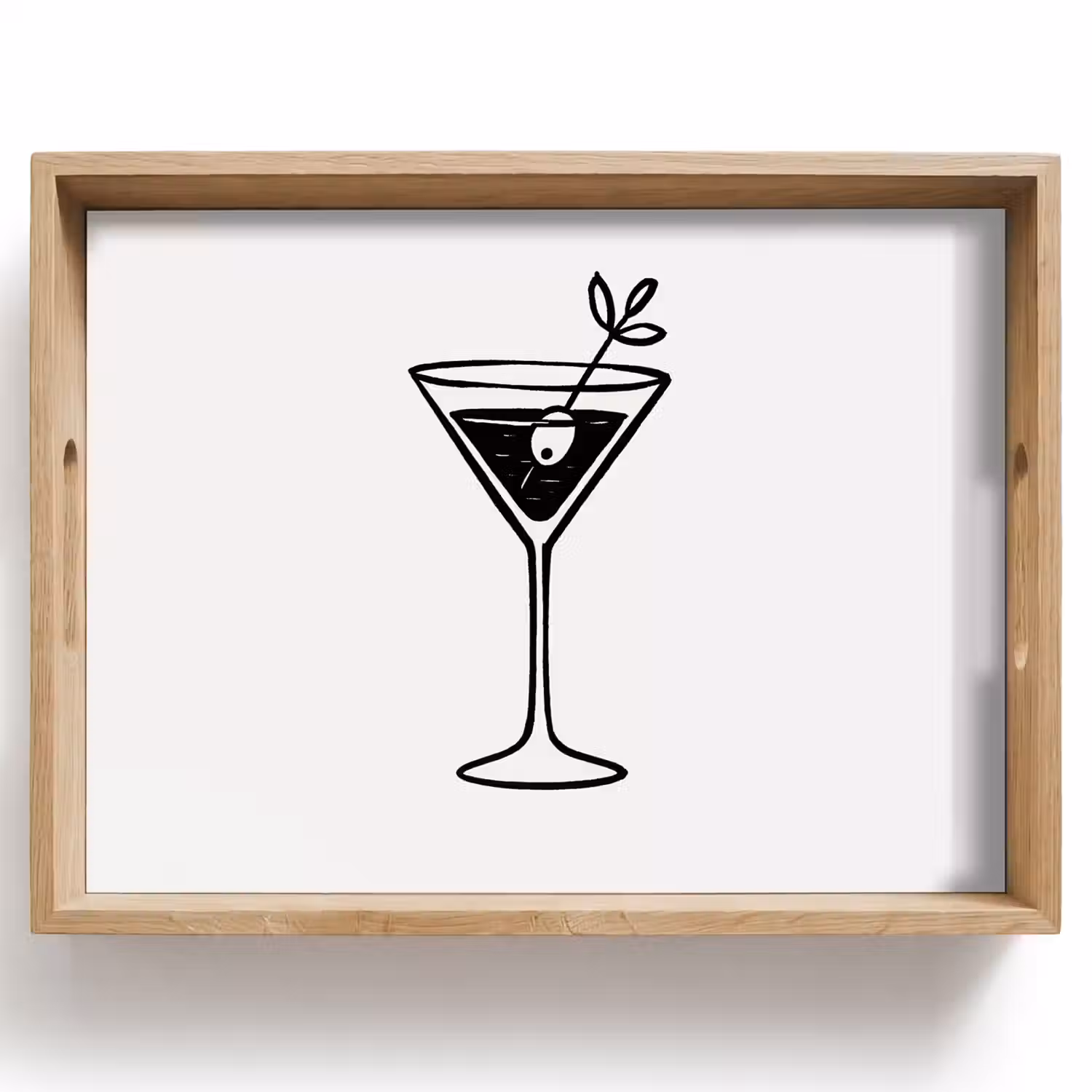 Cocktail - Glas - Olijf - Minimalistisch Dienblad Rechthoek middel -z3d_shopping