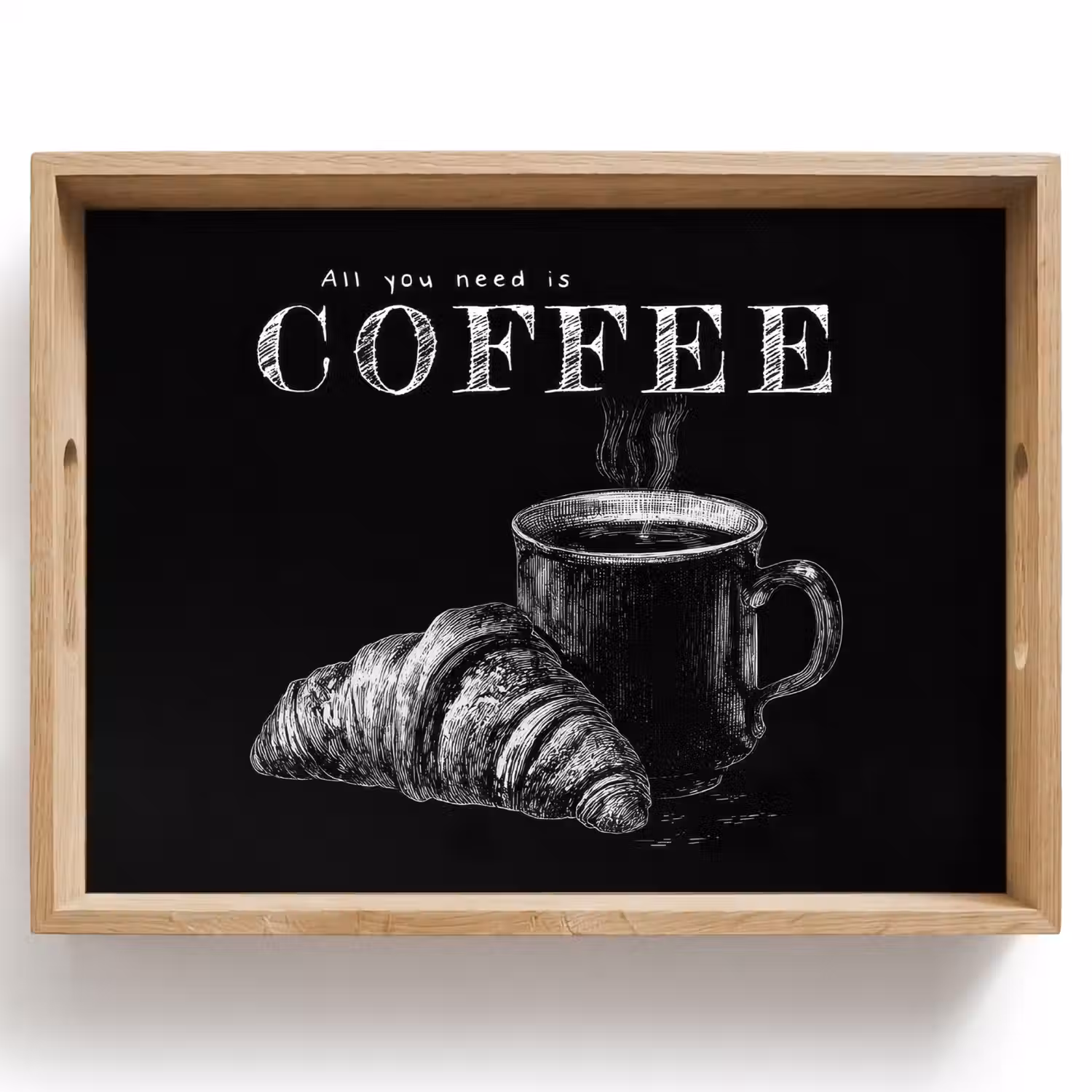 Koffie - Croissant - Tekst Dienblad Rechthoek middel -z3d_shopping