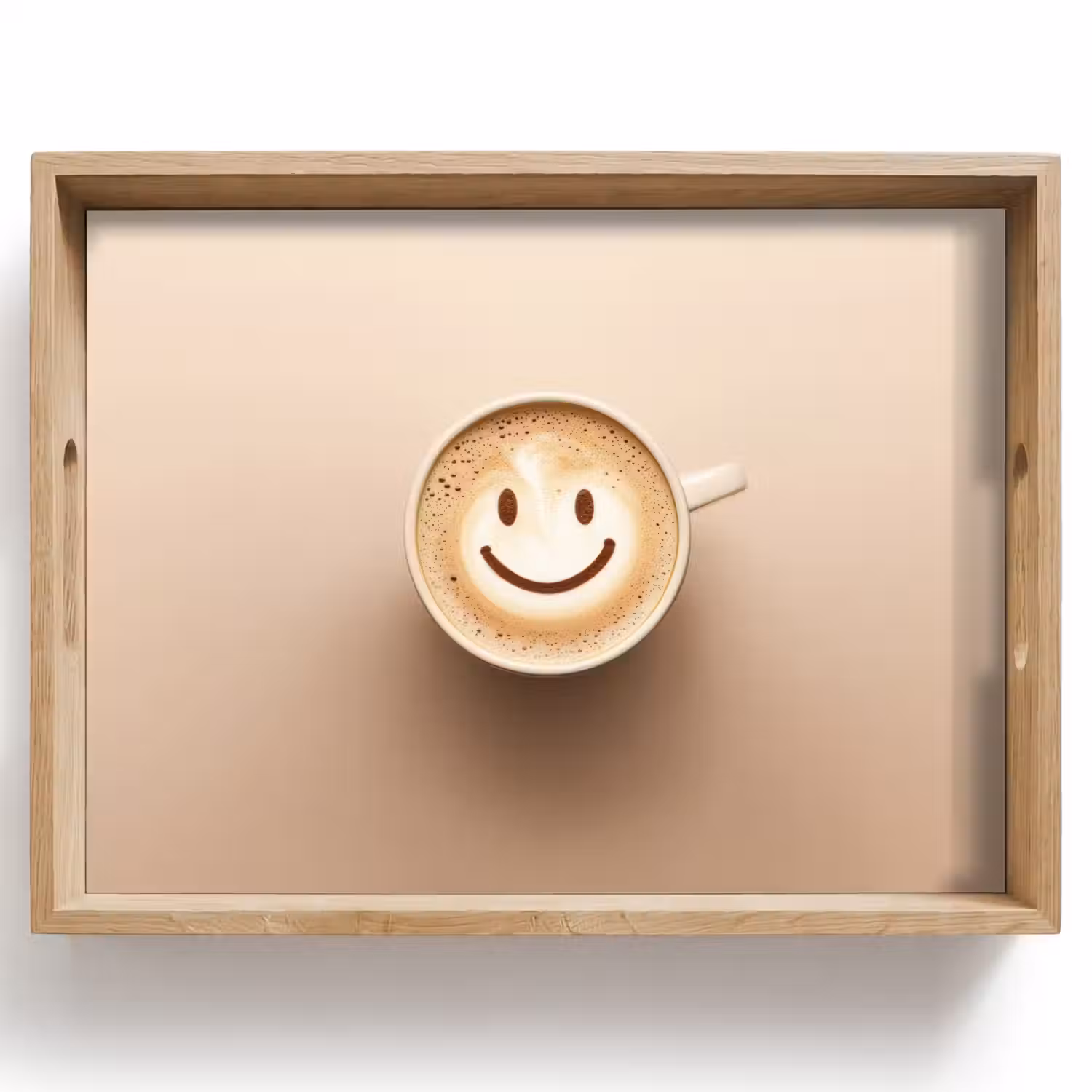 Koffie - Melkschuim - Lach - Beige Dienblad Rechthoek middel -z3d_shopping