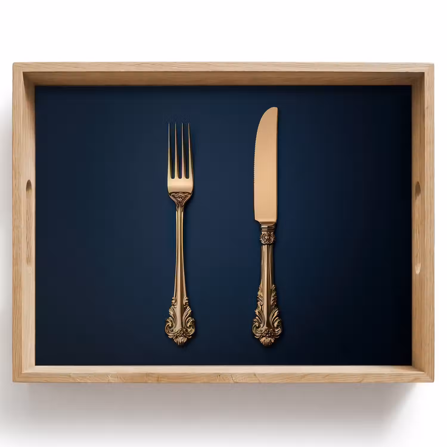 Bestek - Donkerblauw - Goud Dienblad Rechthoek middel -z3d_shopping