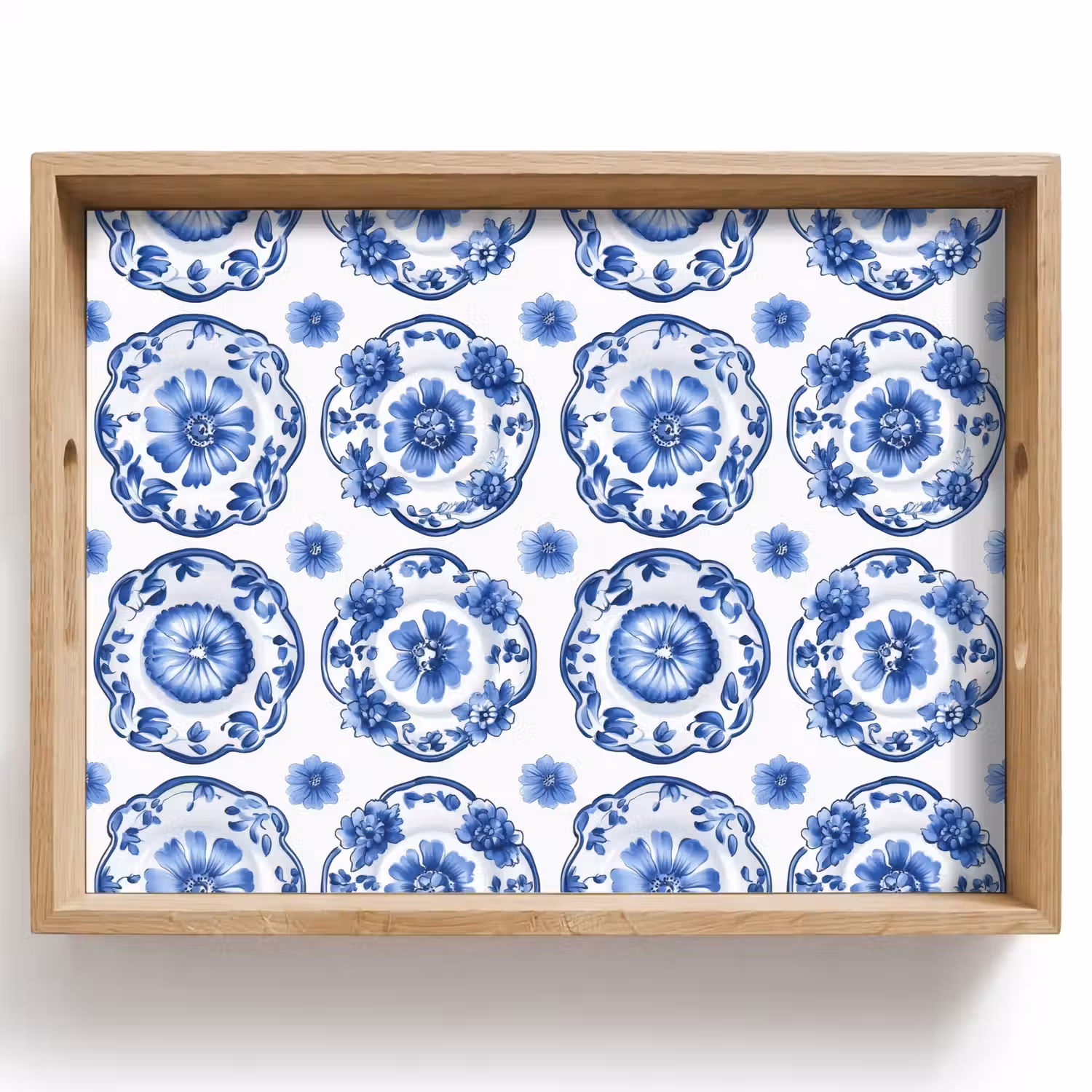 Sierborden - Bloemen - Blauw Dienblad Rechthoek middel 911 -z3d_shopping