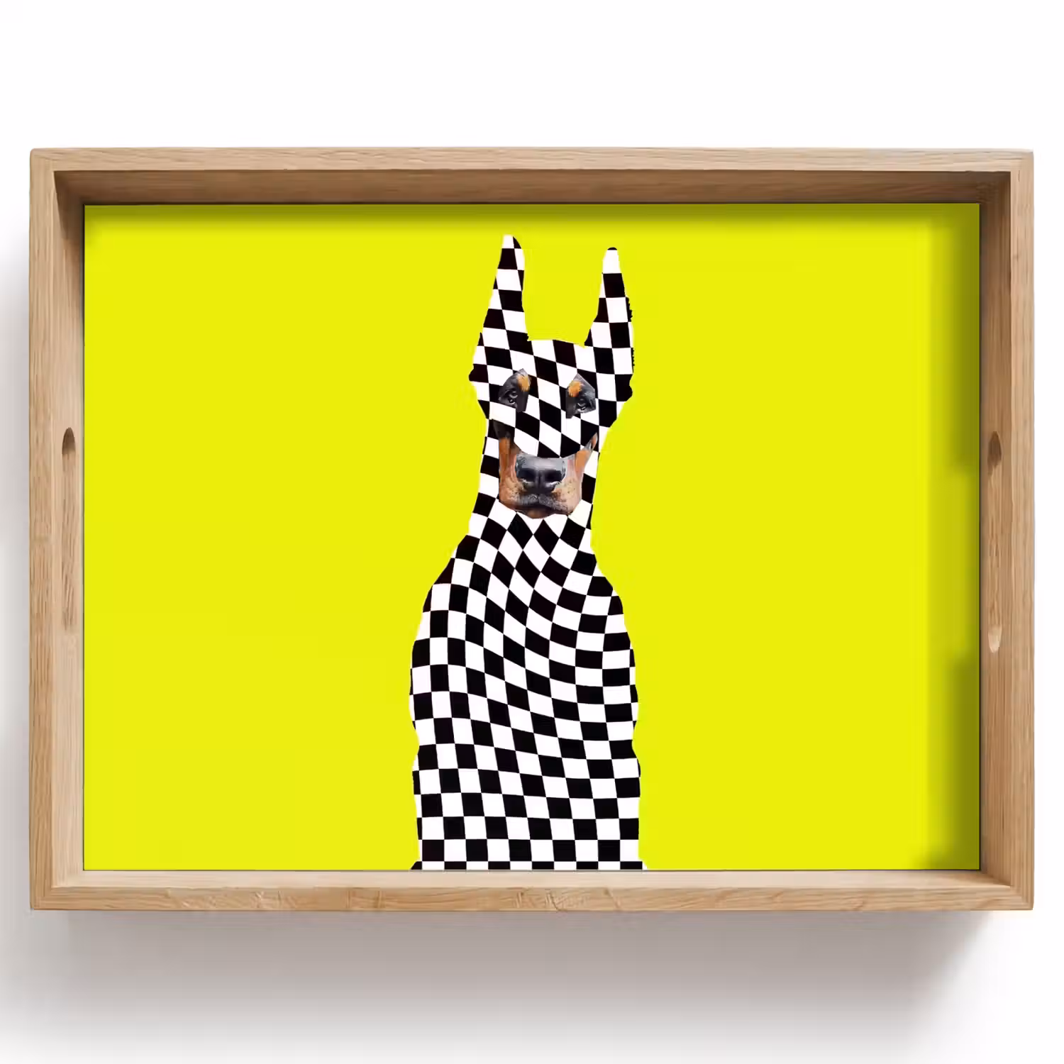 Dobermann - Geblokt - Geel Dienblad Rechthoek middel -z3d_shopping
