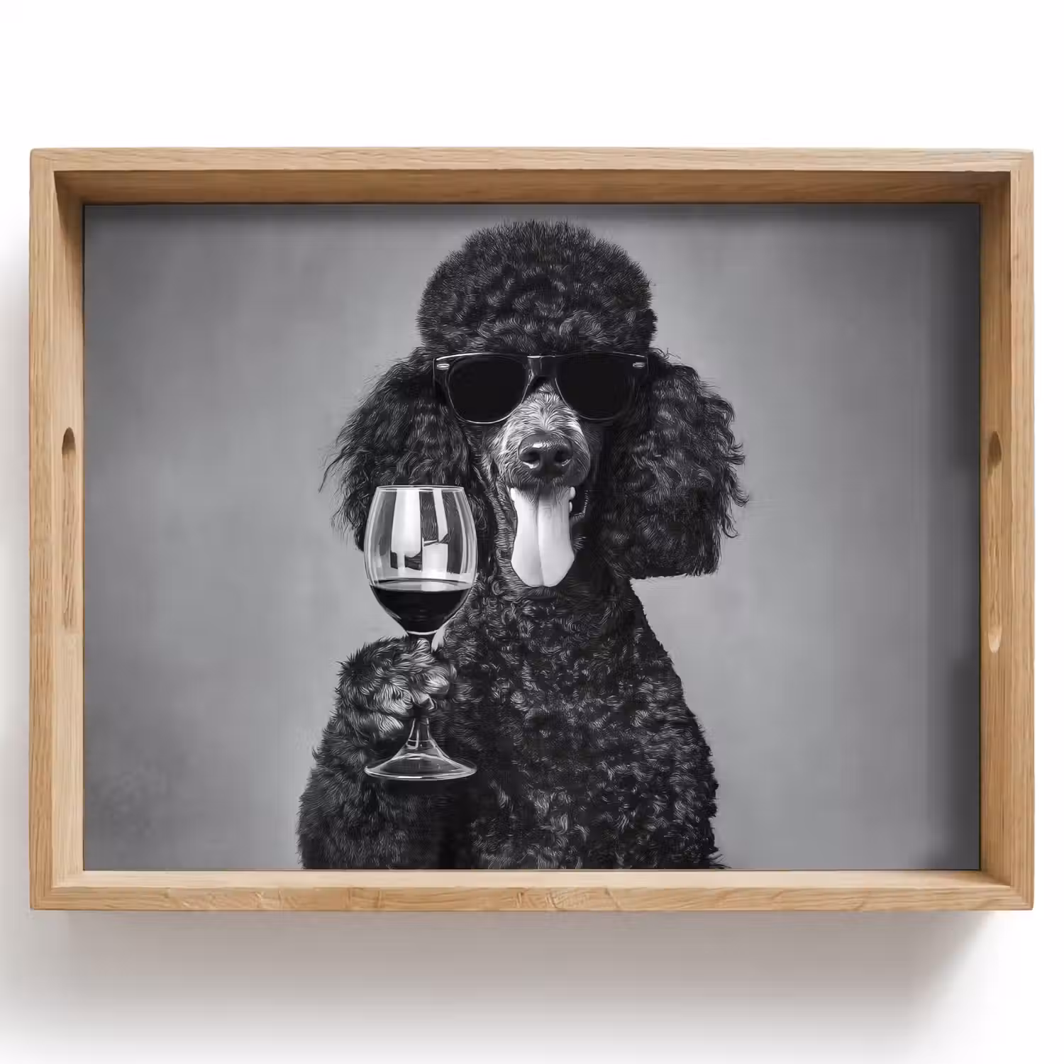 Hond - Krullen - Zonnebril - Wijn Dienblad Rechthoek middel -z3d_shopping