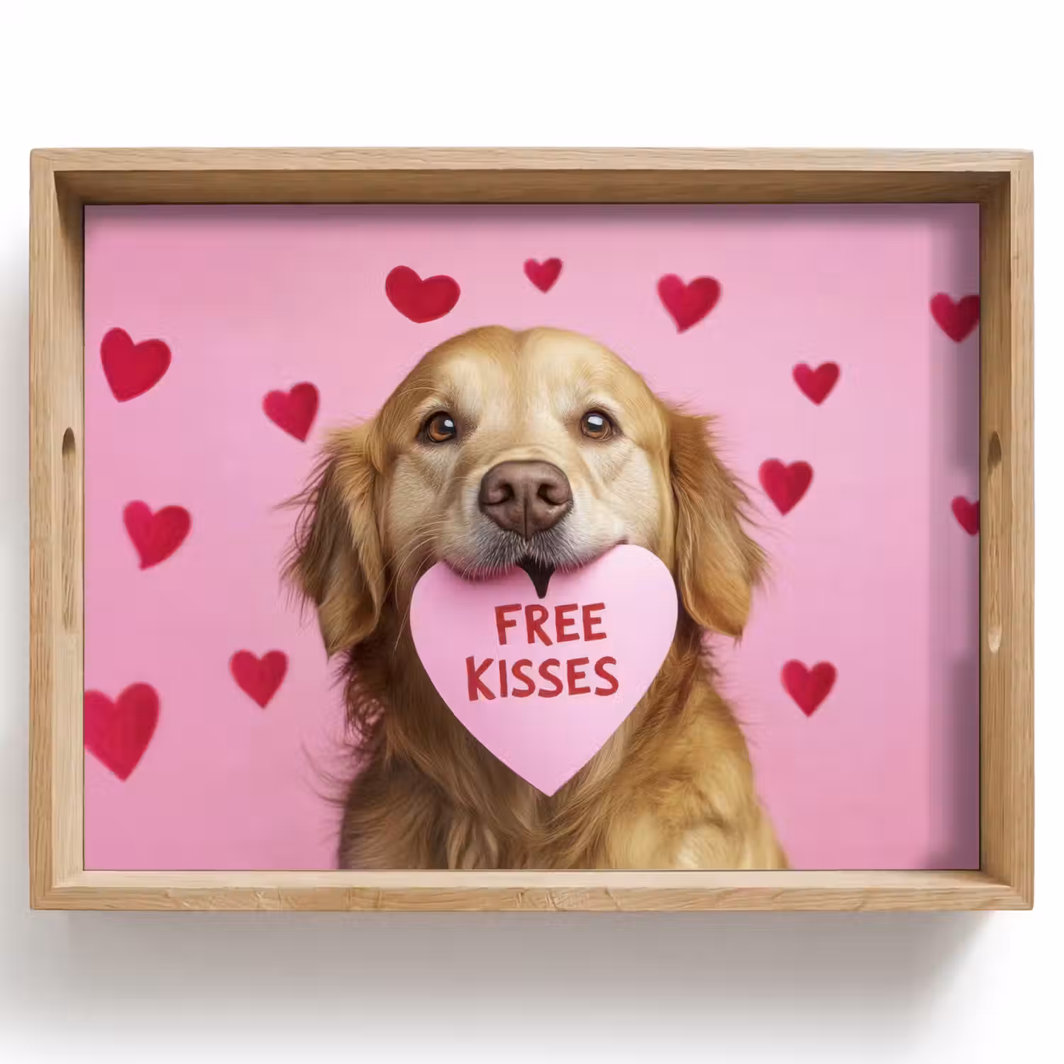 Hond - Kiss- Valentijn - Hartjes Dienblad Rechthoek middel -z3d_shopping