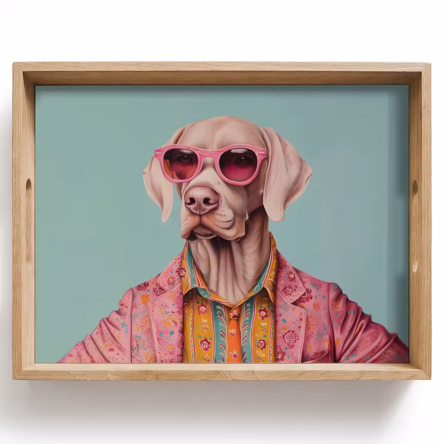 Hond - Overhemd - Bloemen - Bril Dienblad Rechthoek middel -z3d_shopping