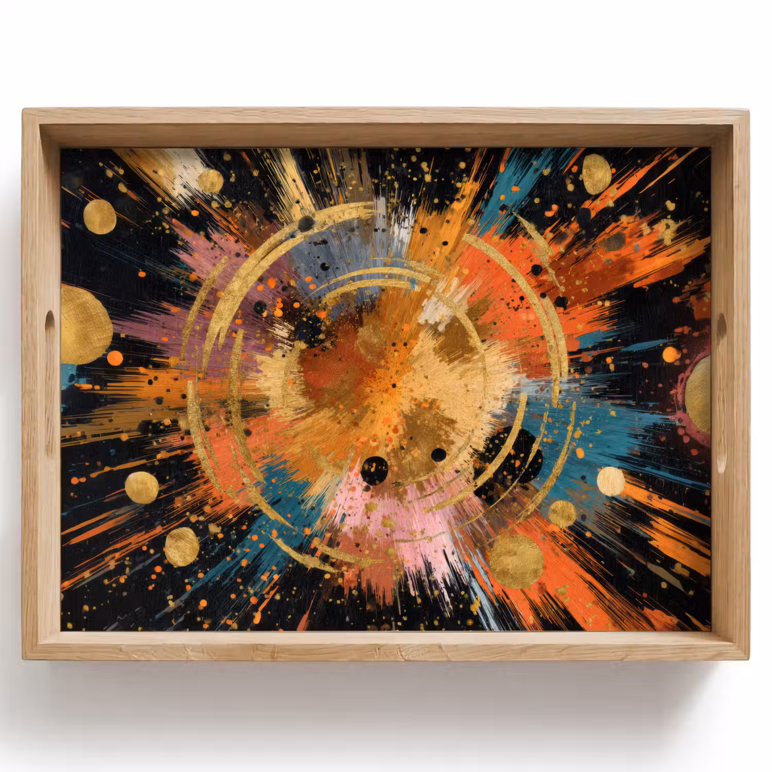 Explosie - Verfstructuur - Goud - Abstract Dienblad Rechthoek middel -z3d_shopping