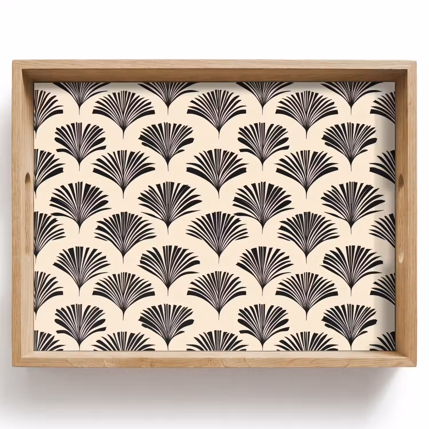 Waaiers - Botanisch - Zwart - Beige Dienblad Rechthoek middel 911 -z3d_shopping
