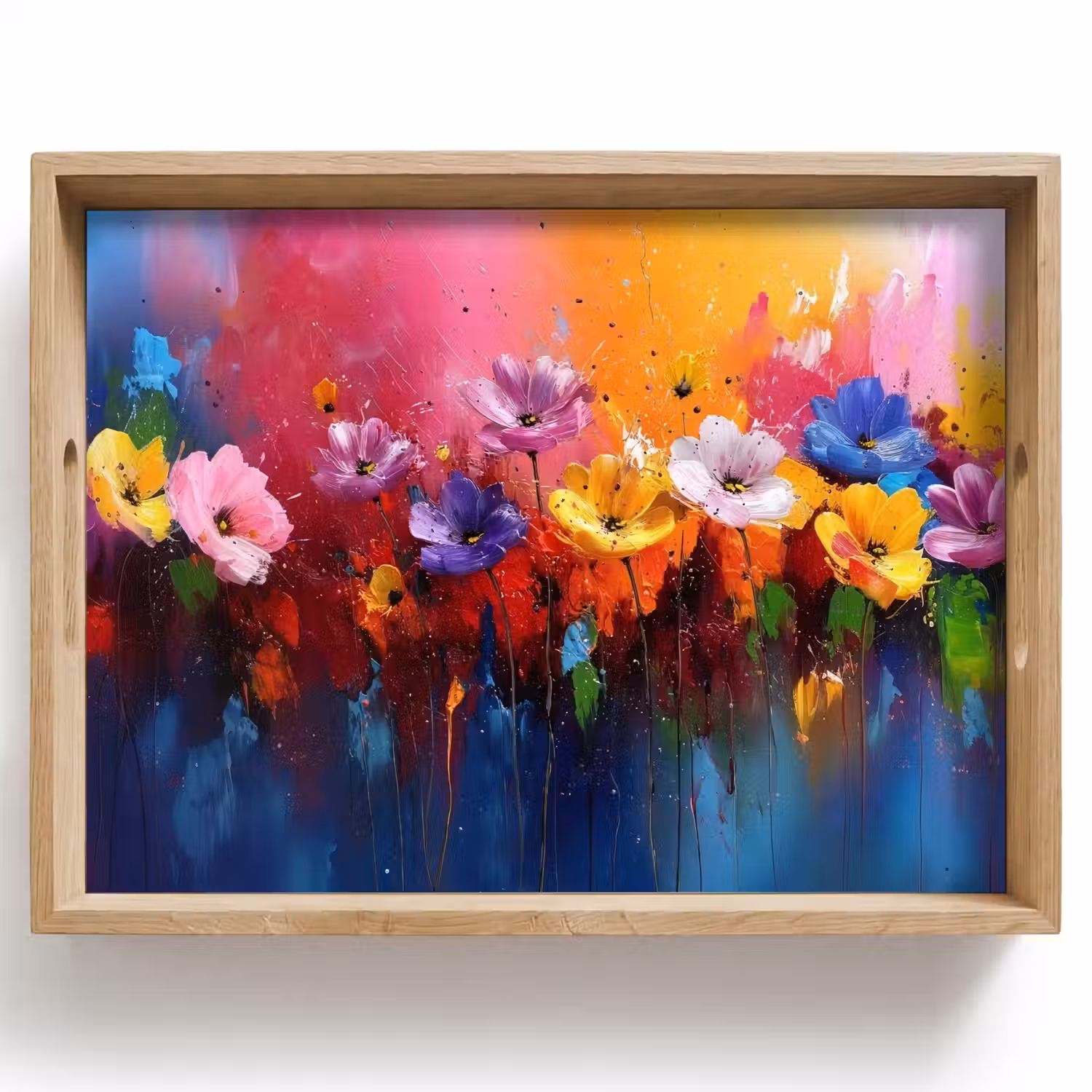 Fantasiebloemen - Verf - Speels Dienblad Rechthoek middel -z3d_shopping