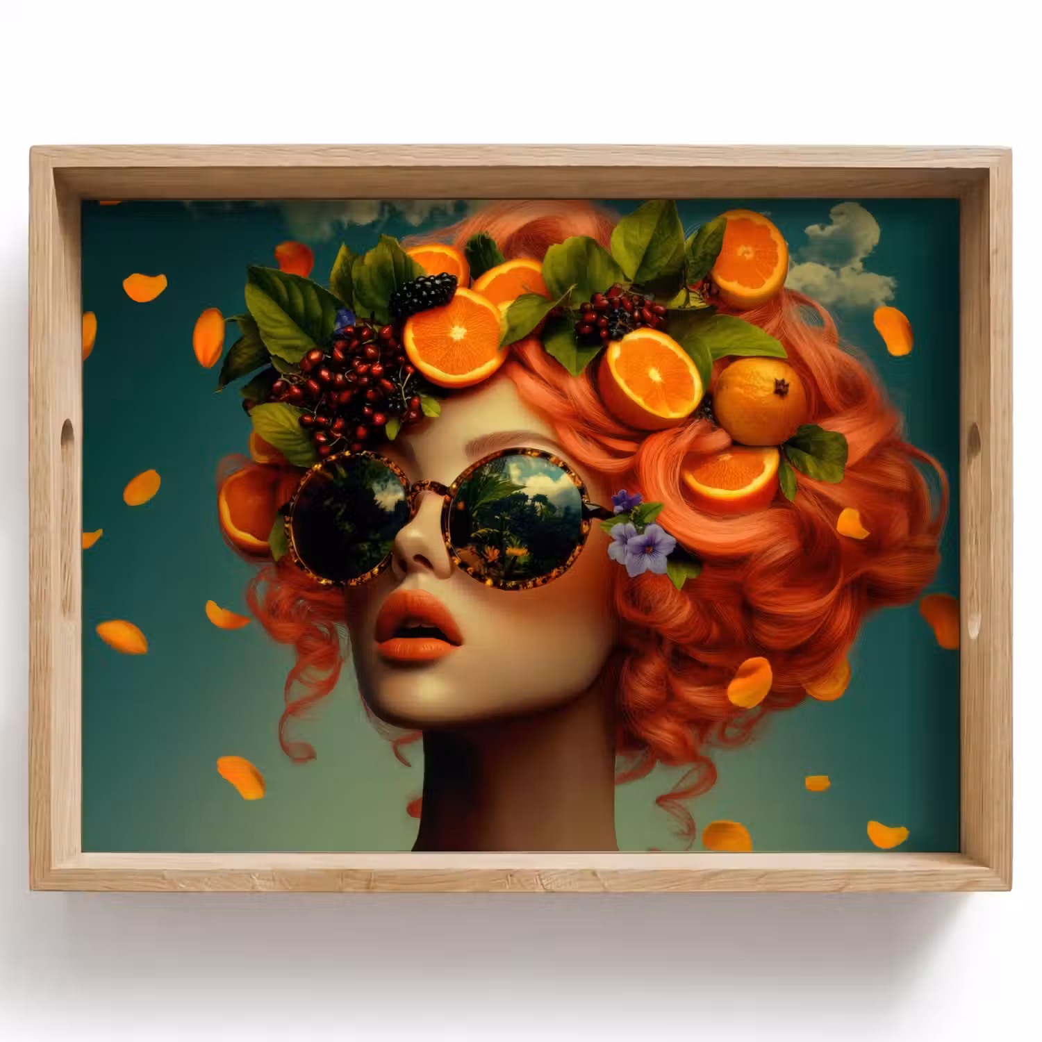 Vrouw - Sinaasappel - Bessen - Oranje Dienblad Rechthoek middel -z3d_shopping