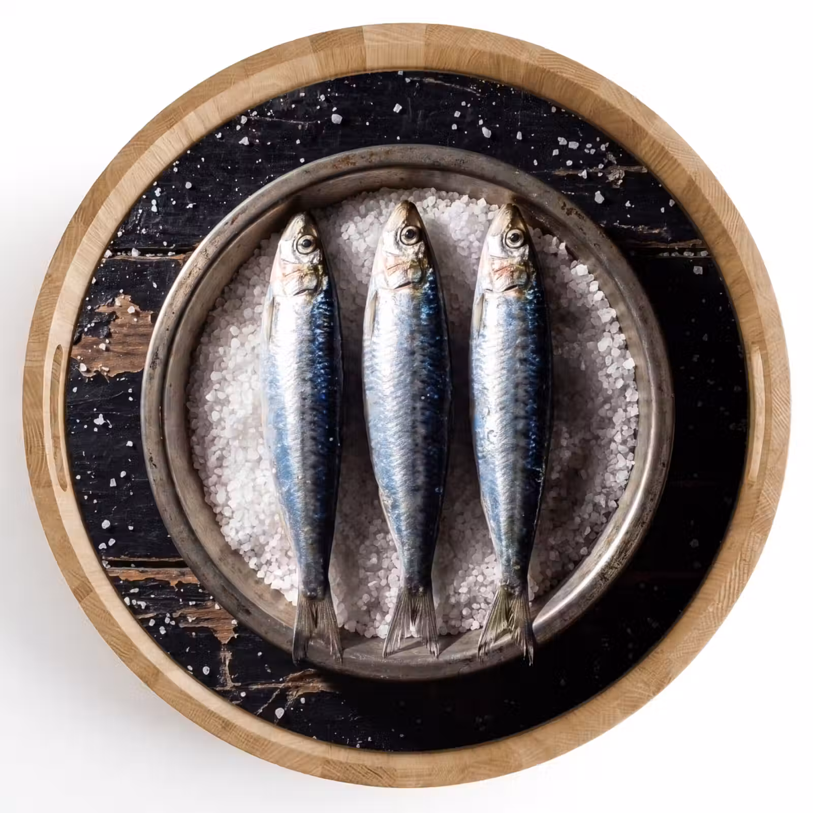 Tray - Fish - Salt - Food - Vis - Zout - Eten Dienblad Rond middel