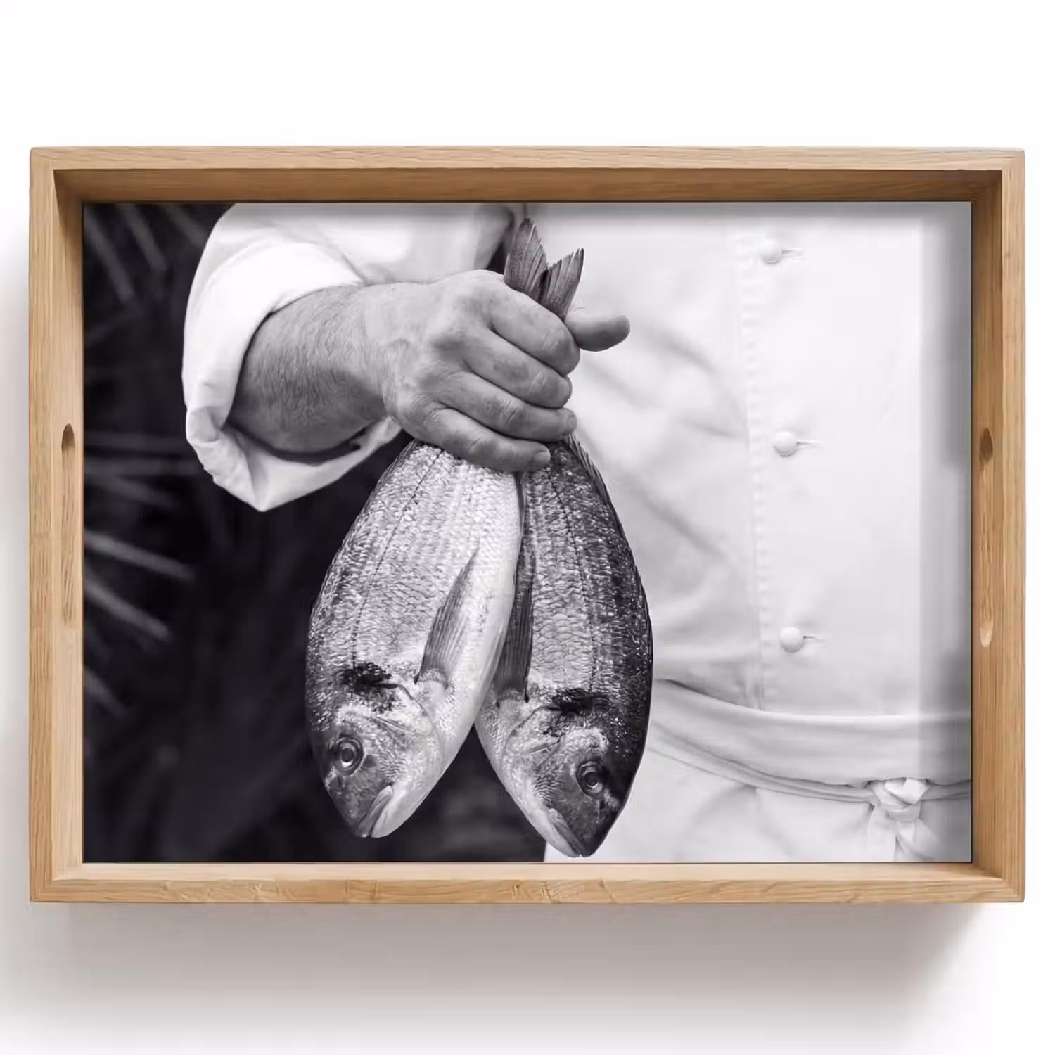 Vissen - Chef - Zwart - Wit Dienblad Rechthoek middel -z3d_shopping