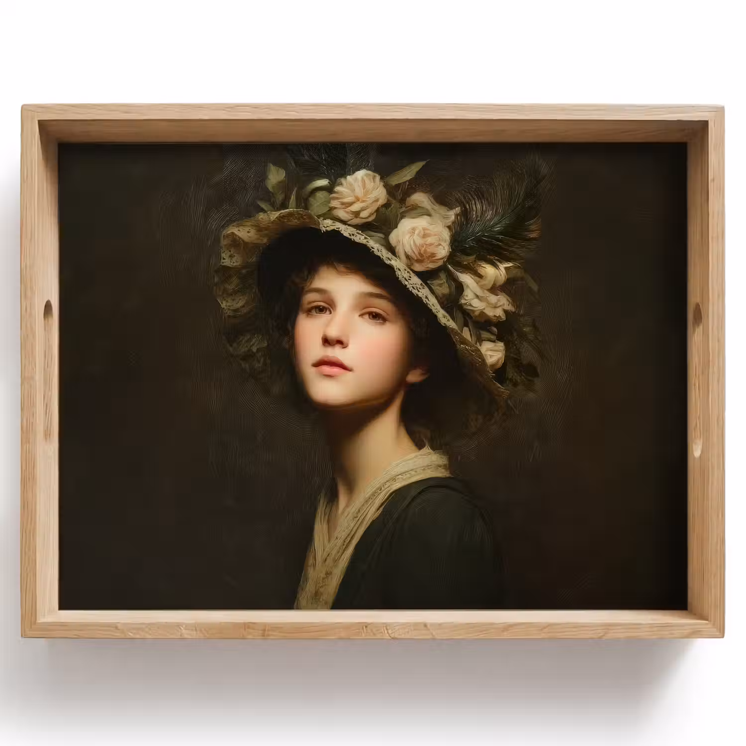 Bloemenhoed - Portret - Vrouw Dienblad Rechthoek middel -z3d_shopping