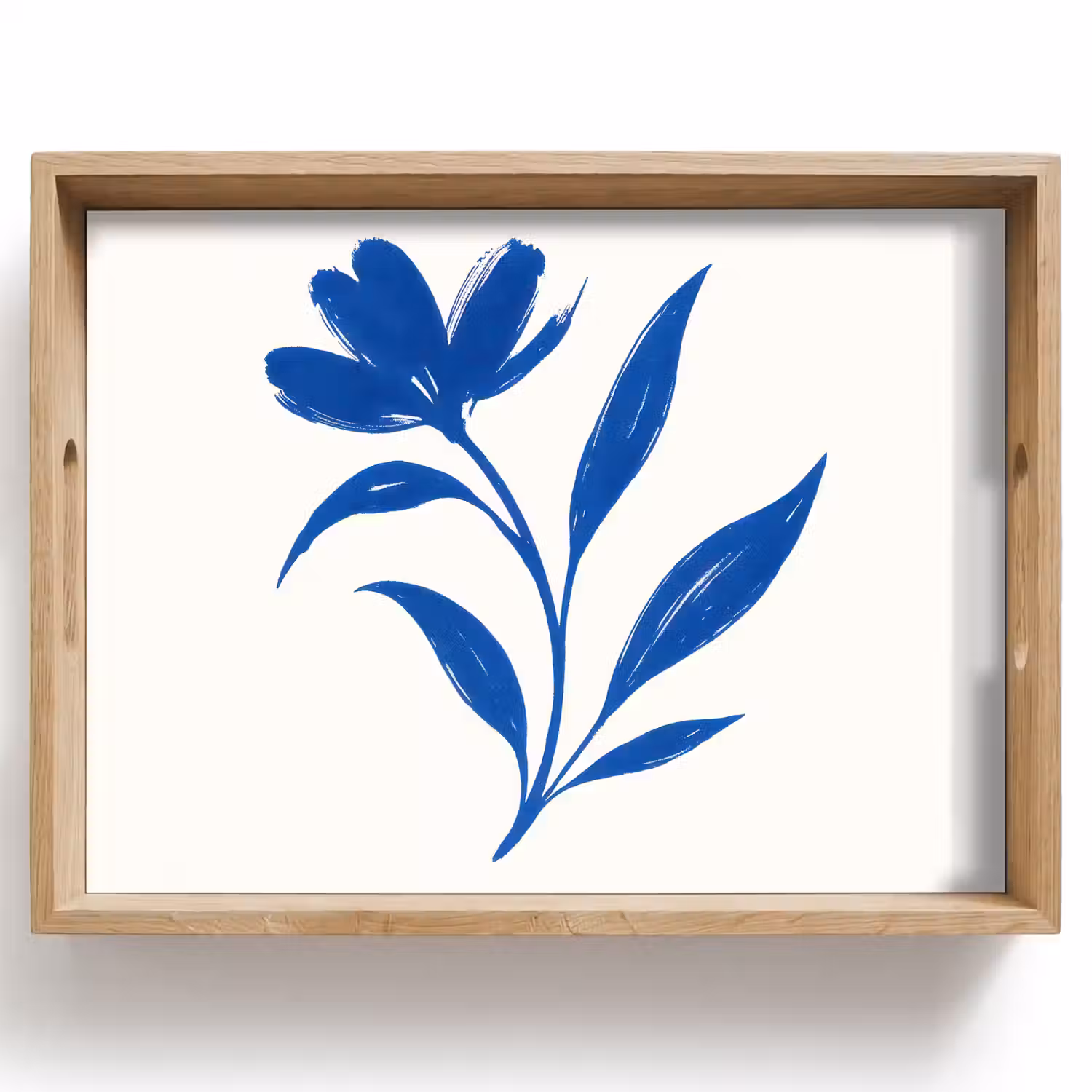 Bloem - Blaadjes - Minimalistisch - Blauw Dienblad Rechthoek middel -z3d_shopping