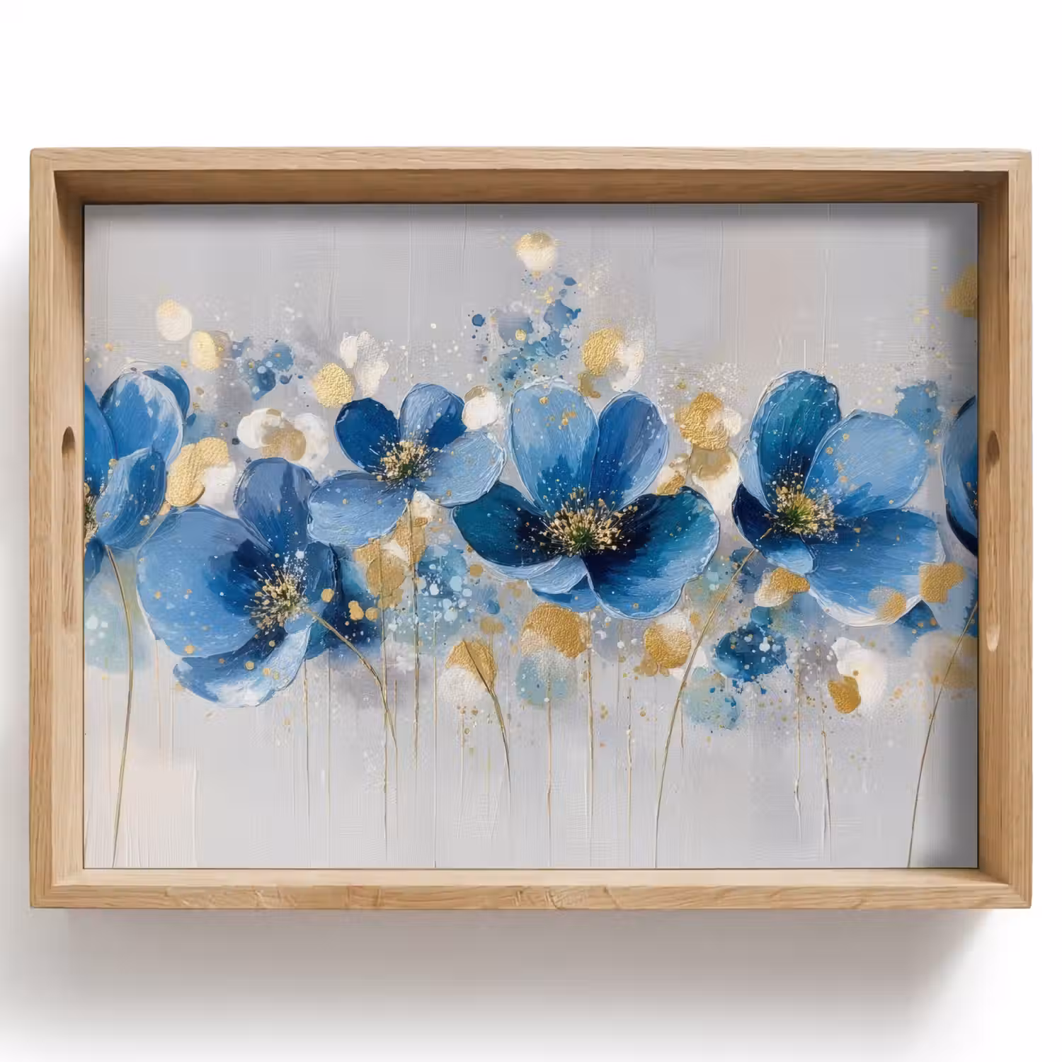 Bloemen - Blauw - Abstract Dienblad Rechthoek middel -z3d_shopping