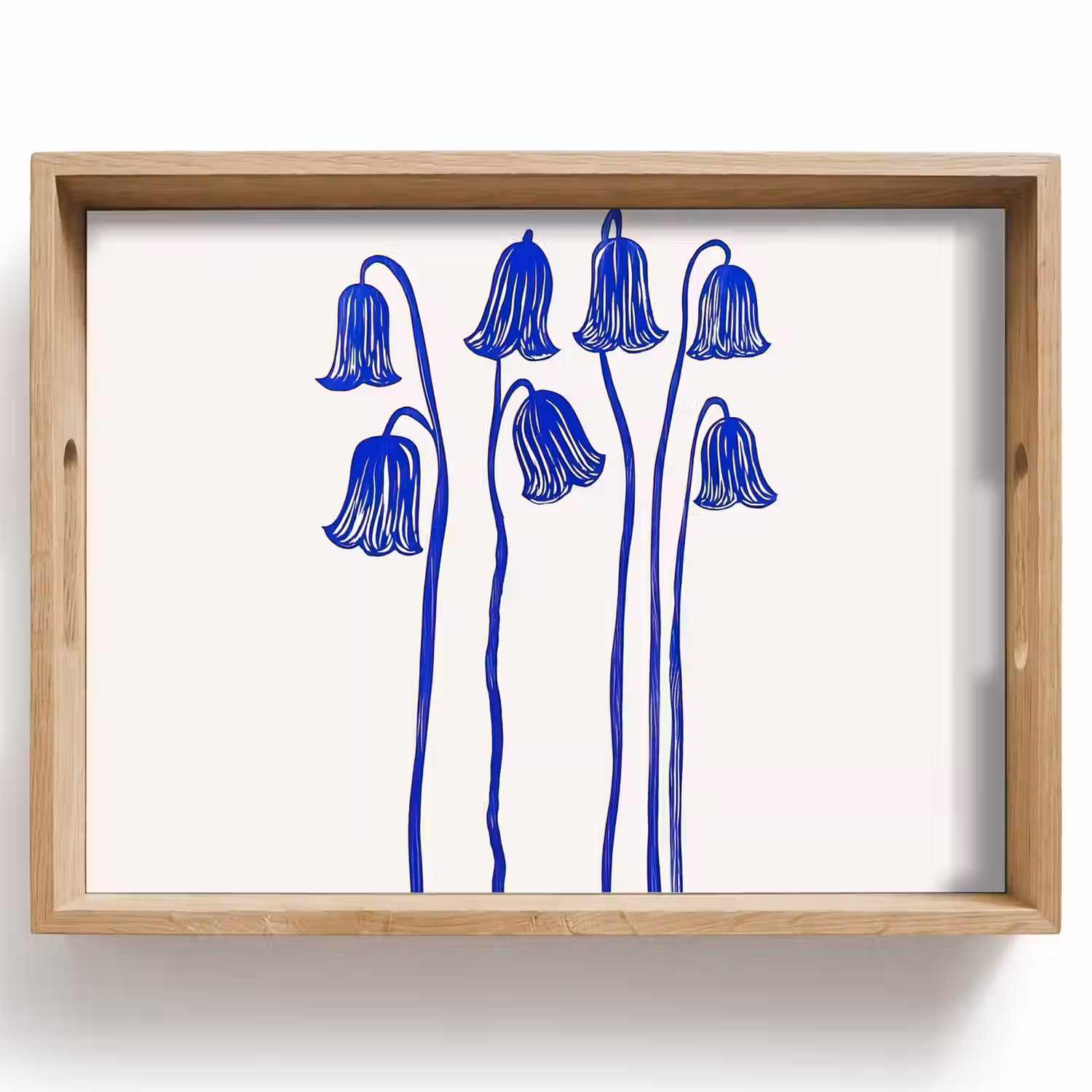 Bloemen - Blauw - Lijnen - Bloemblaadjes Dienblad Rechthoek middel -z3d_shopping