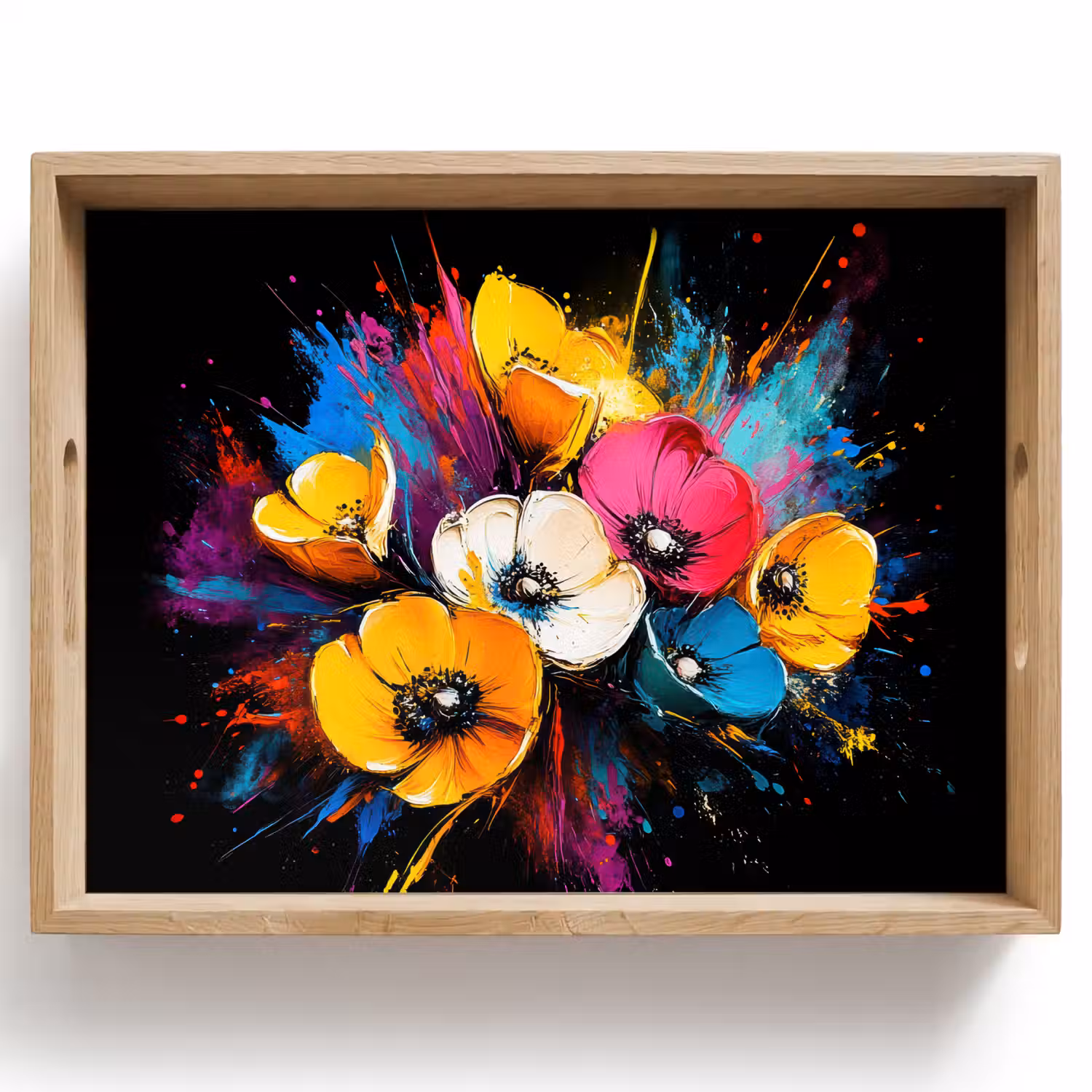 Bloemen - Kleurrijk - Graffiti - Modern - Boeket Dienblad Rechthoek middel -z3d_shopping