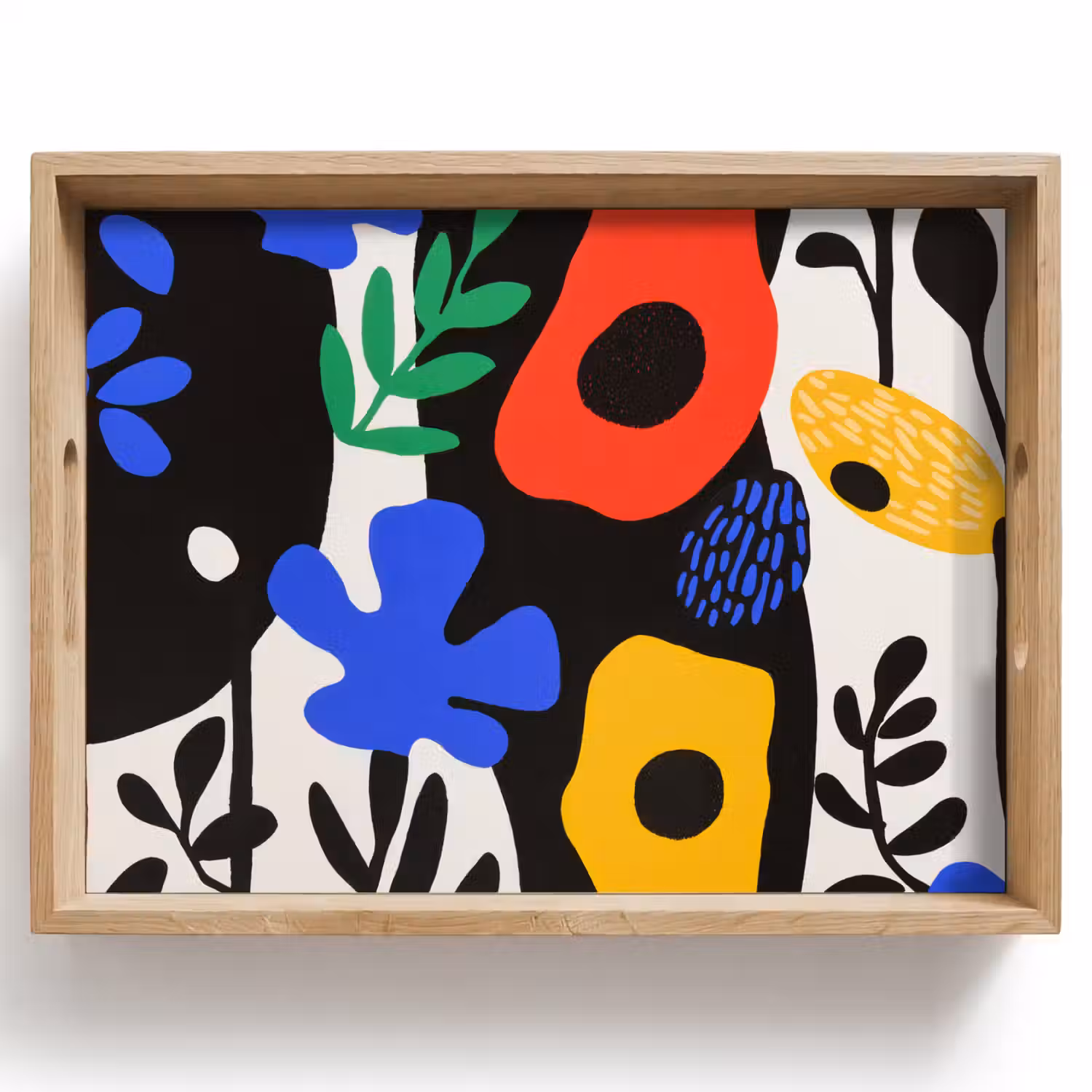 Bloemen - Bladeren - Abstract - Zwart Dienblad Rechthoek middel -z3d_shopping
