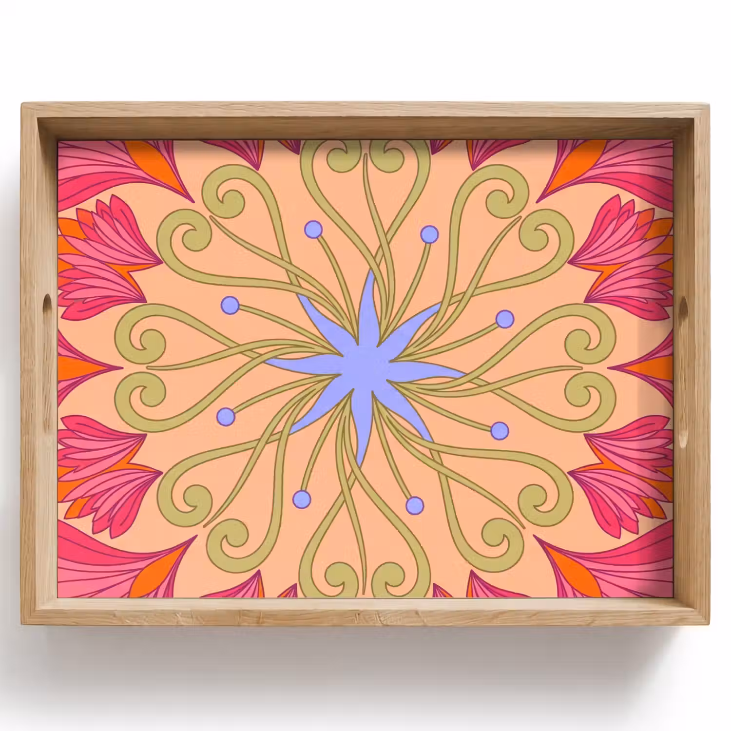 Bloemen - Patroon - Abstract - Roze - Decoratief Dienblad Rechthoek middel -z3d_shopping