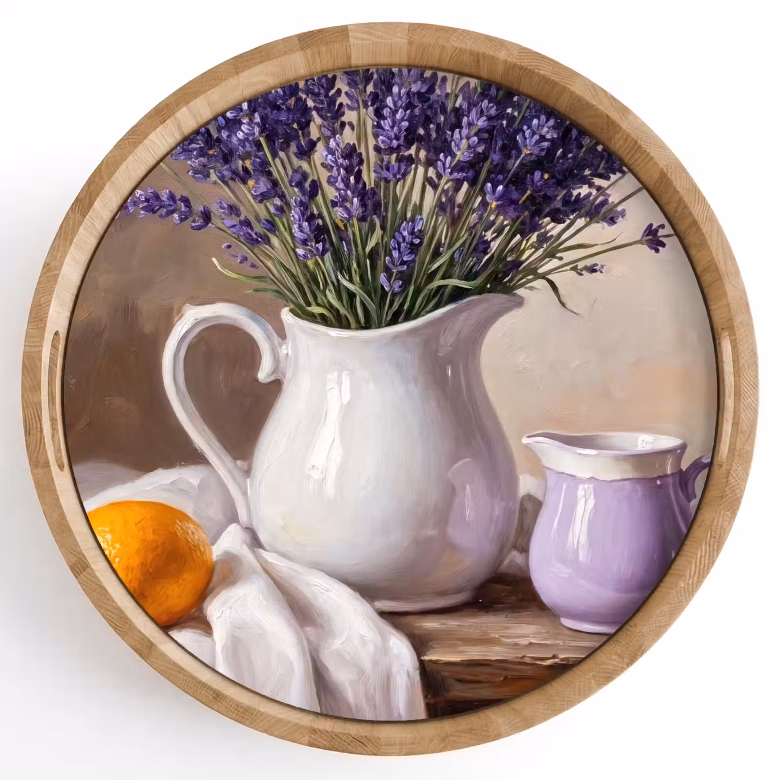 Tray - Flowers - Still Life - Purple - Bloemen - Stilleven - Paars Dienblad Rond middel