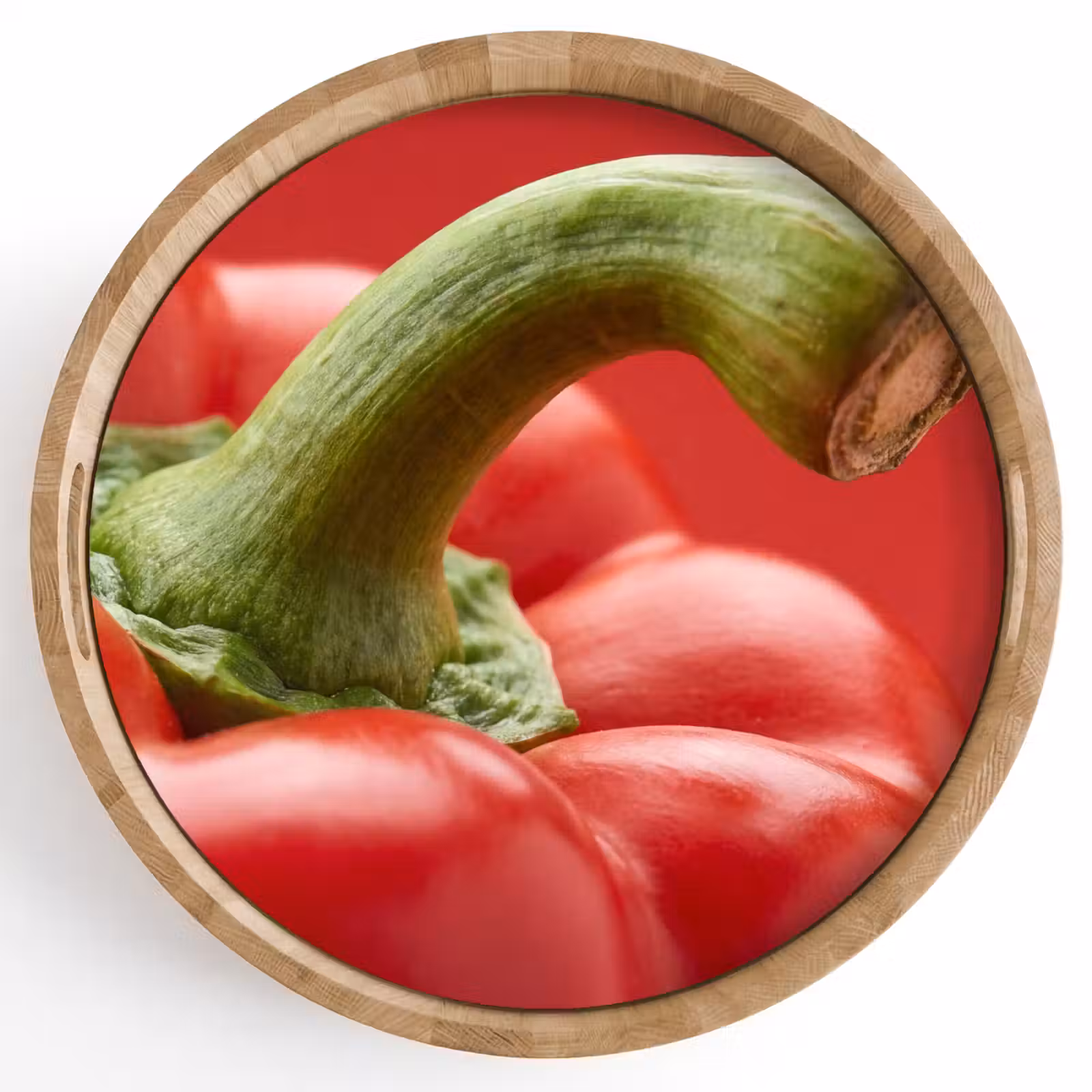 Tray - Food - Bell Pepper - Red - Eten - Paprika - Rood Dienblad Rond middel