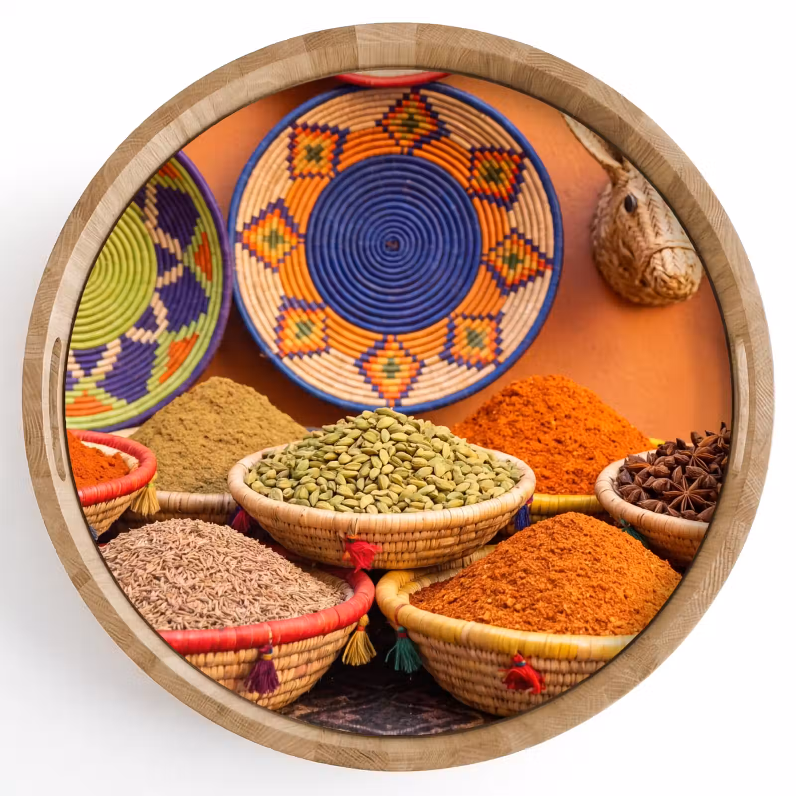 Tray - Food - Colorful - Culture - Eten - Kleurrijk - Cultuur Dienblad Rond middel