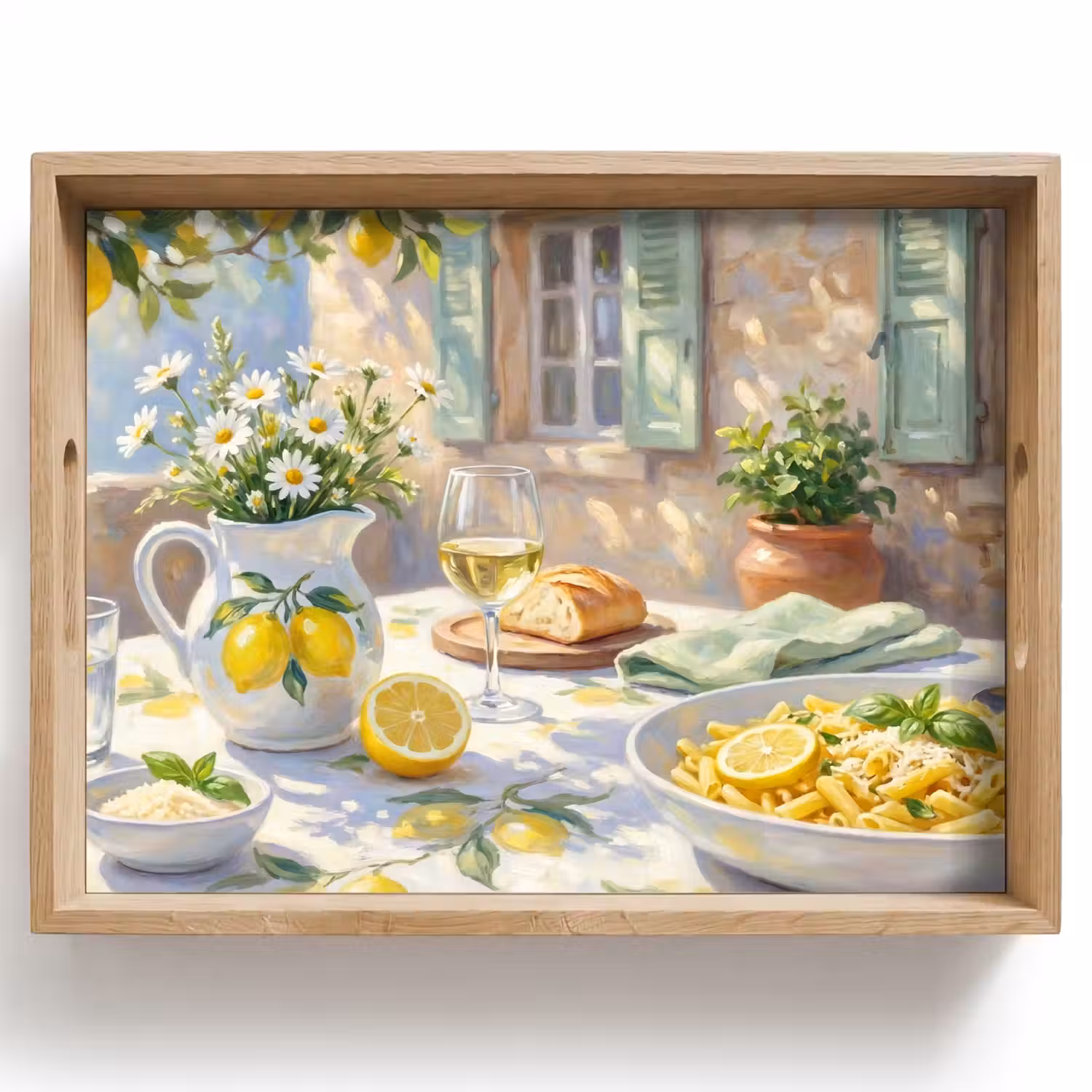 Eten - Terras - Zomer - Geschilderd - Geel Dienblad Rechthoek middel -z3d_shopping