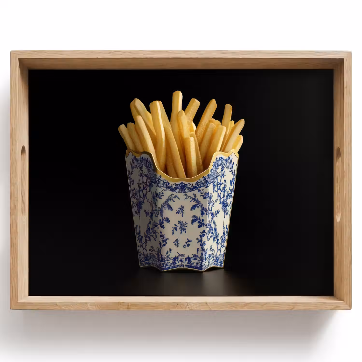 Friet - Porselein - Delfts blauw - Eten Dienblad Rechthoek middel -z3d_shopping