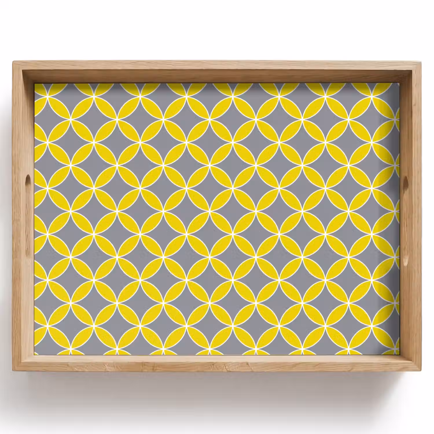 Geometrisch - Cirkels - Modern - Grijs - Geel Dienblad Rechthoek middel 911 -z3d_shopping