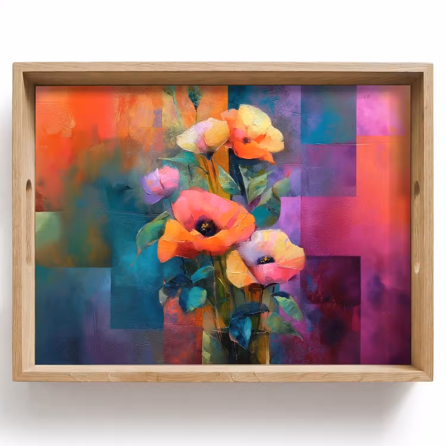 Geometrische kleurvlaken - Modern - Fantasiebloemen Dienblad Rechthoek middel -z3d_shopping