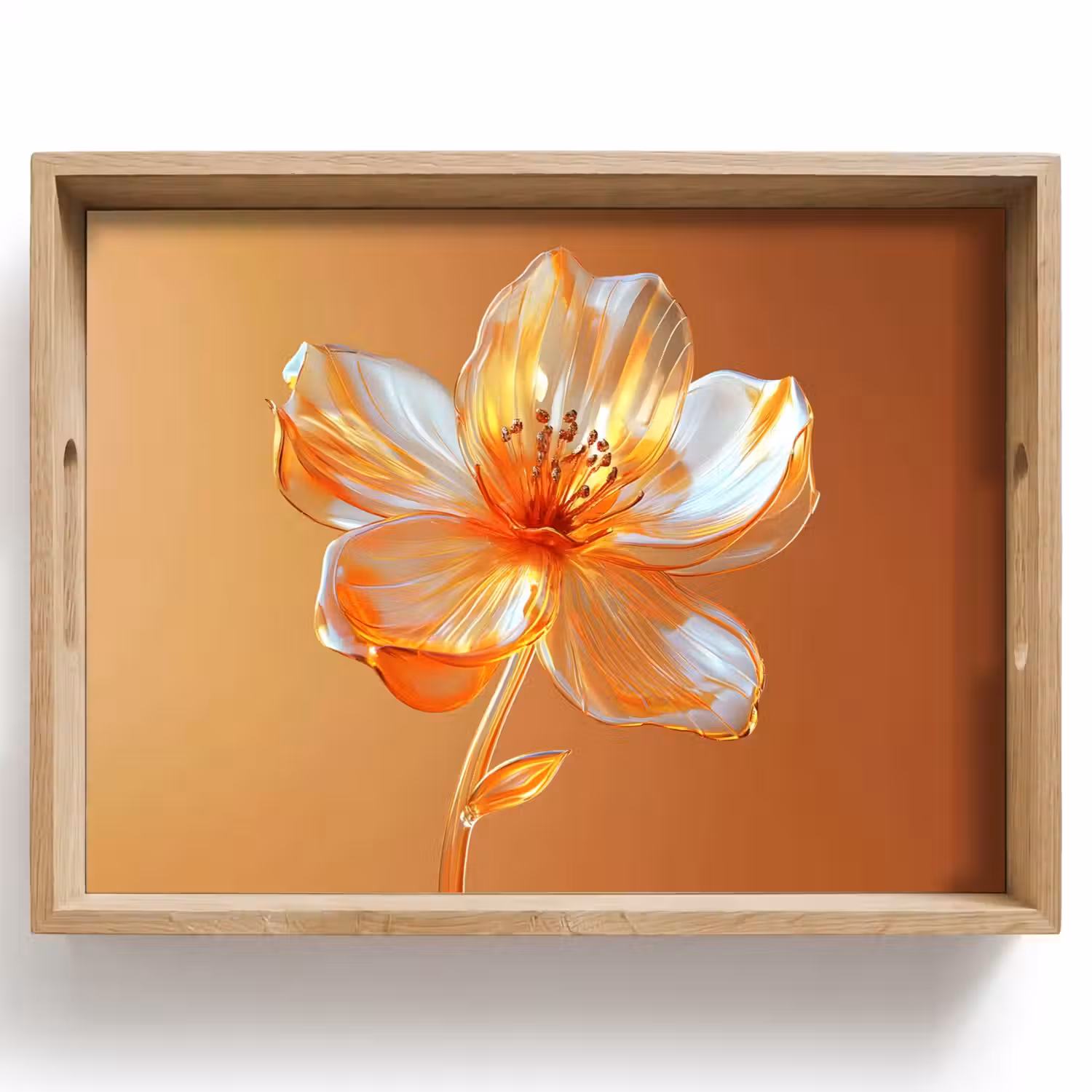 Glazen - Bloem - Oranje Dienblad Rechthoek middel -z3d_shopping