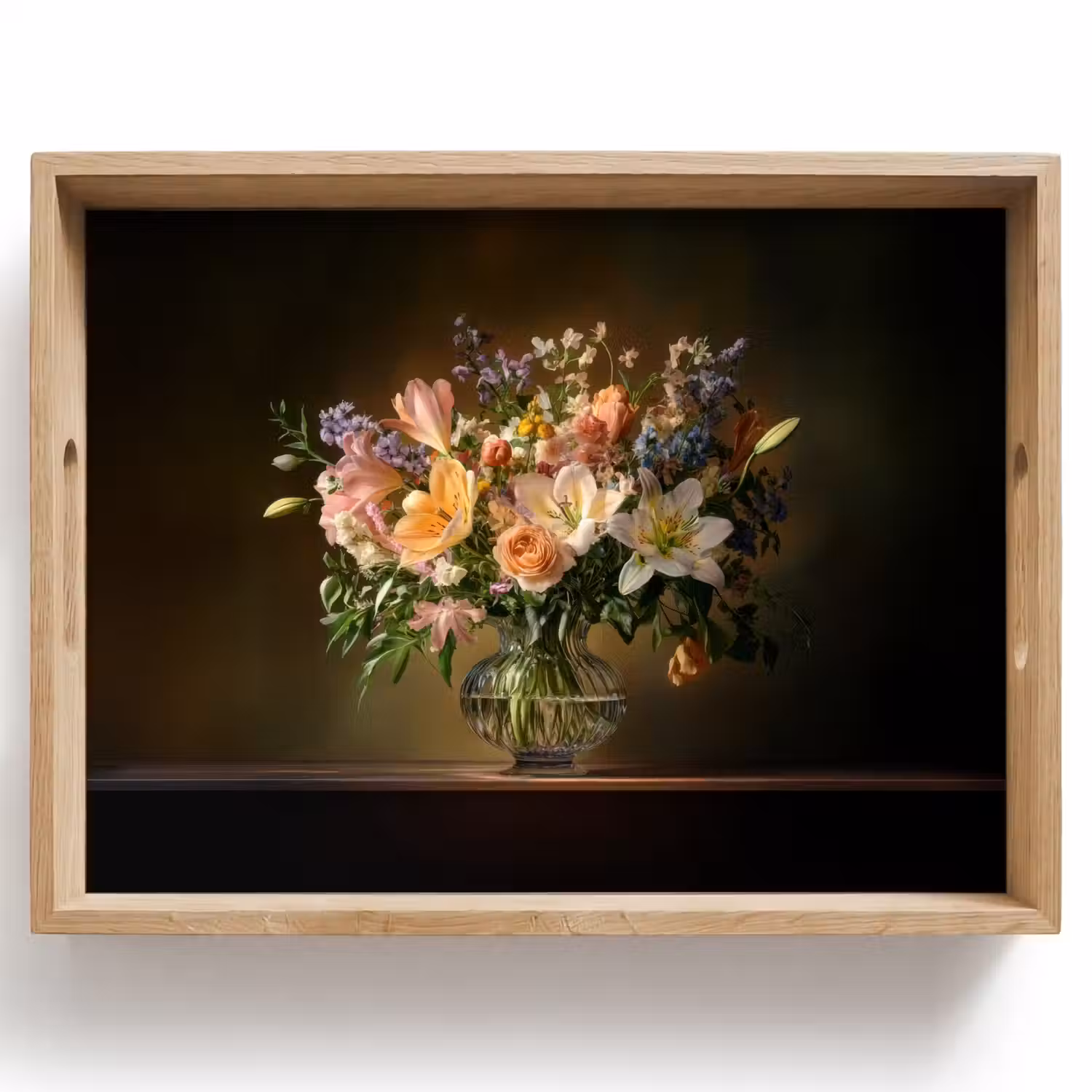 Glazen - Bloemen - Boeket - Kleuren Dienblad Rechthoek middel -z3d_shopping