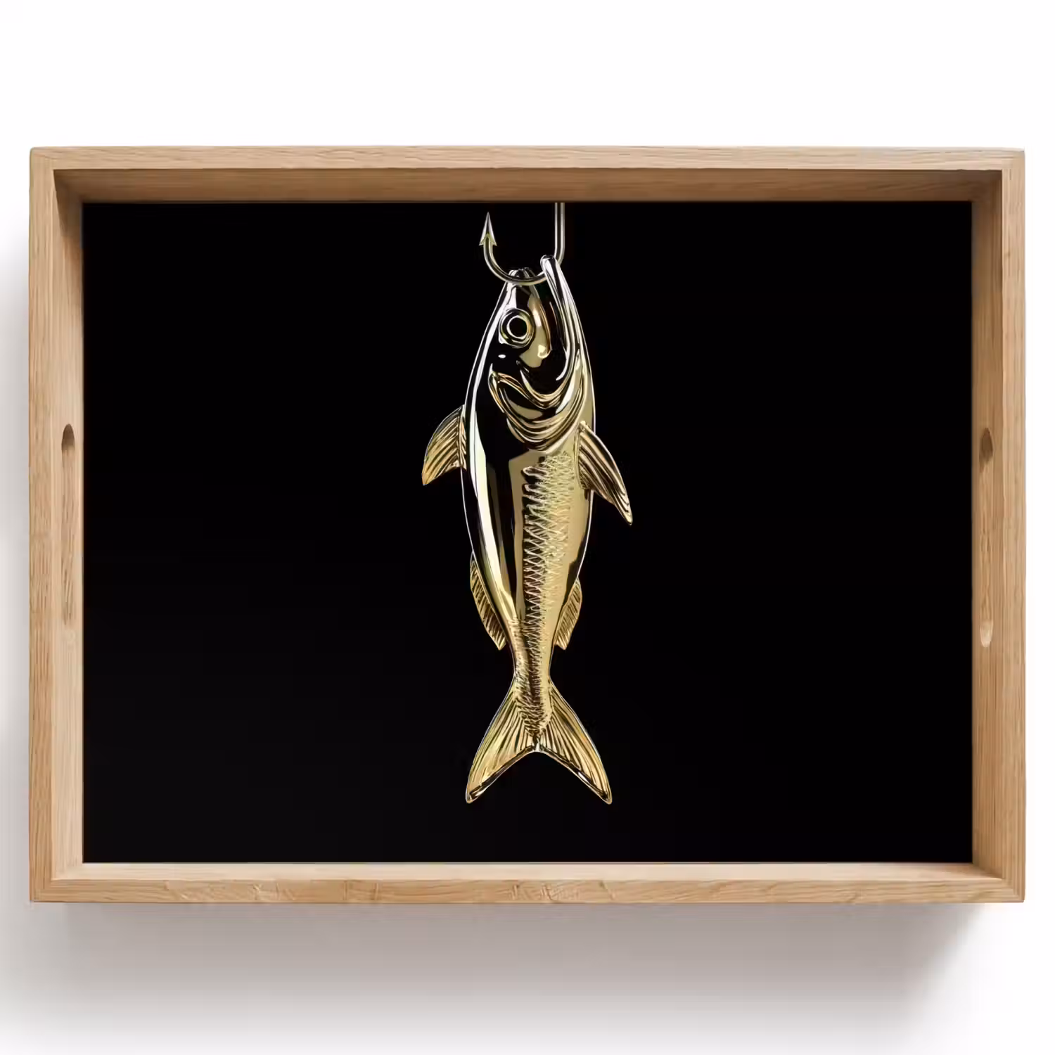 Goud - Vis - Haak - Zwart Dienblad Rechthoek middel -z3d_shopping