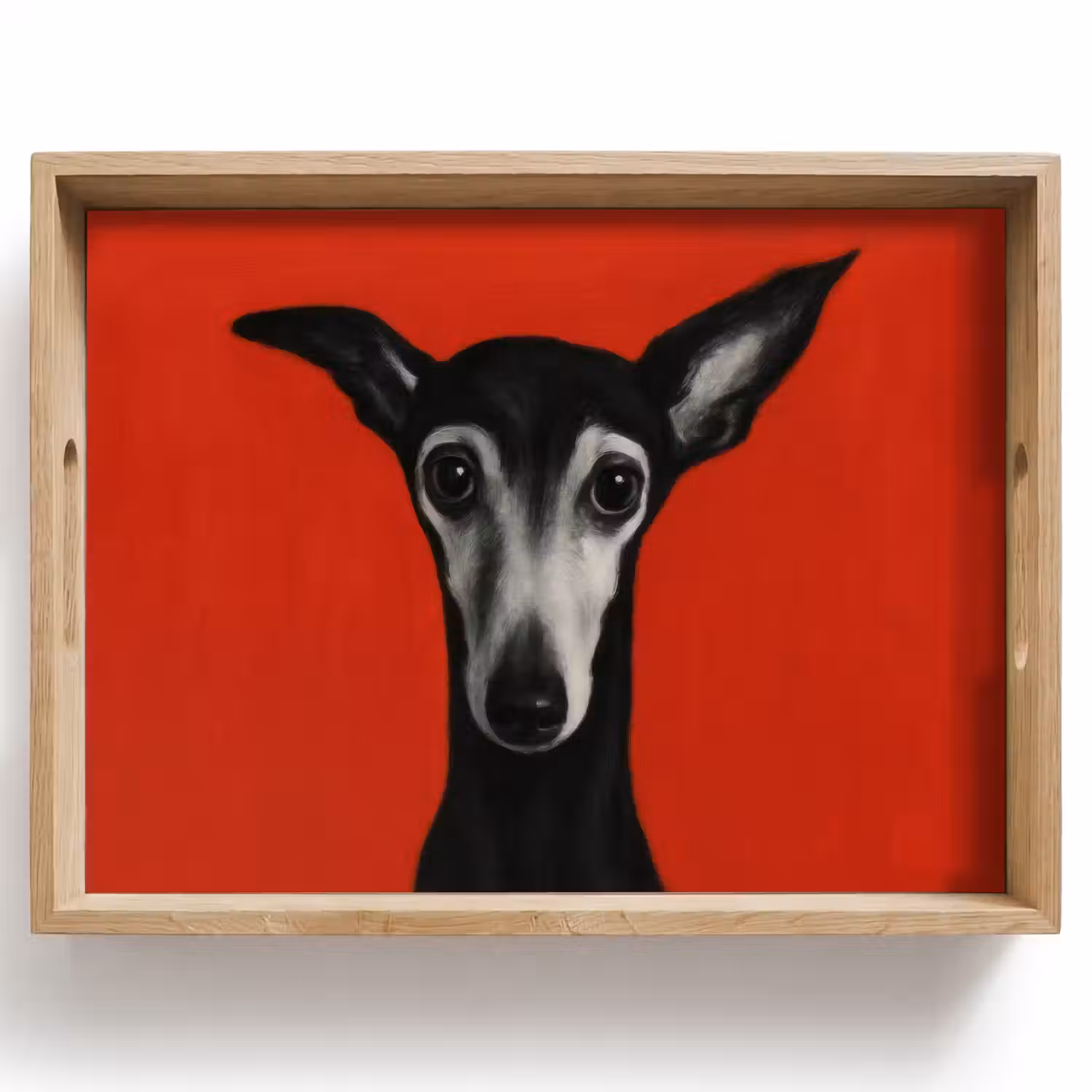 Windhond - Minimalistisch - Rood Dienblad Rechthoek middel -z3d_shopping