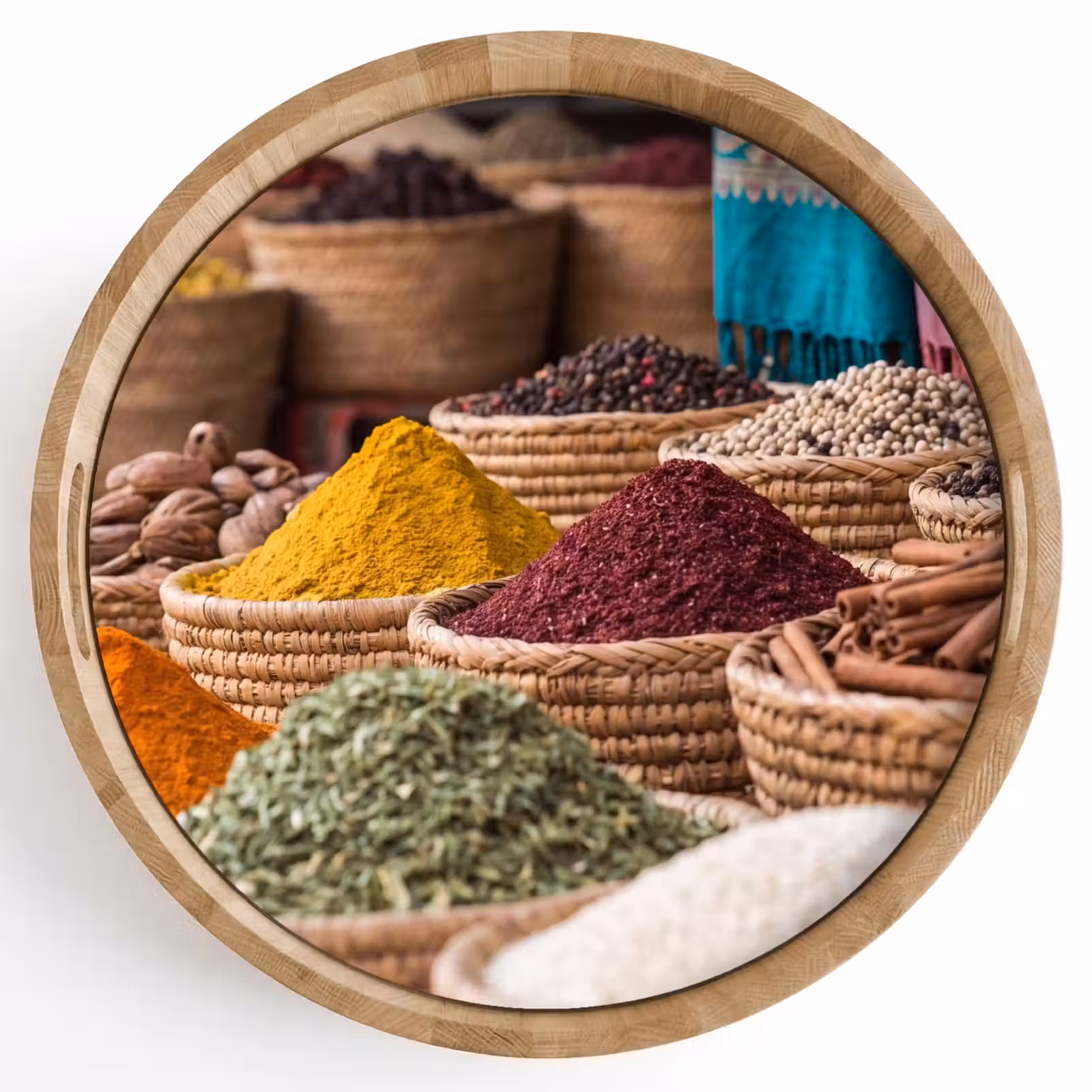 Tray - Herbs - Baskets - Oriental - Kruiden - Manden - Oosters Dienblad Rond middel