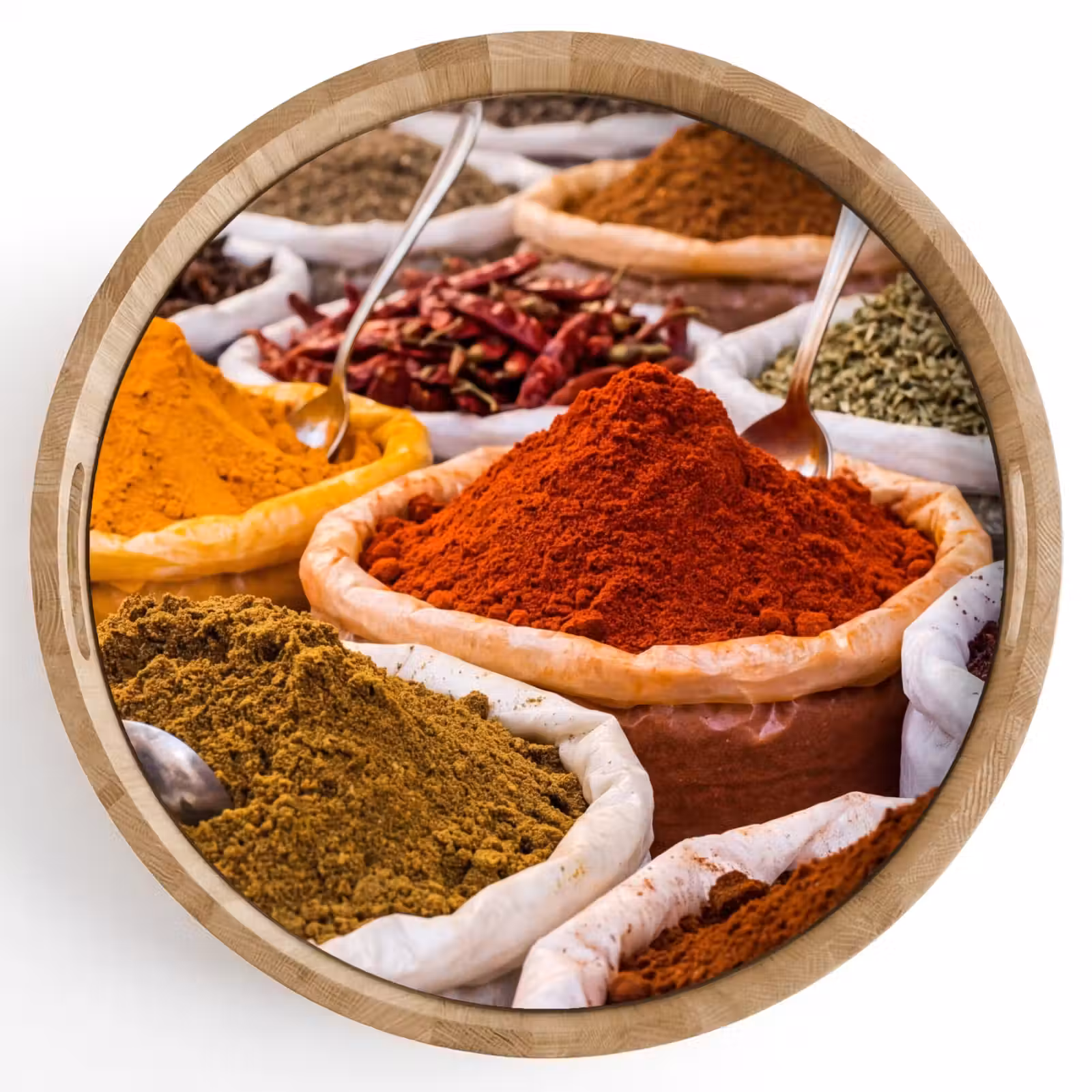 Tray - Herbs - Market - Food - Kruiden - Markt - Eten Dienblad Rond middel