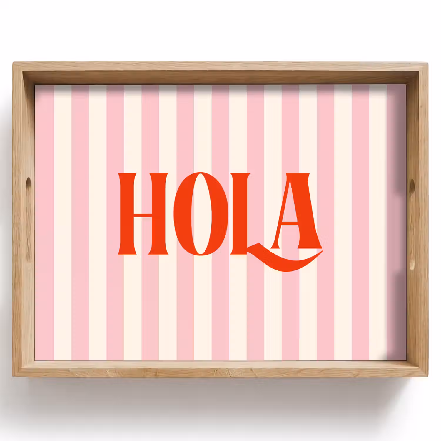 Hola - Quote - Strepen - Pastel - Roze - Rood - Wit Dienblad Rechthoek middel -z3d_shopping