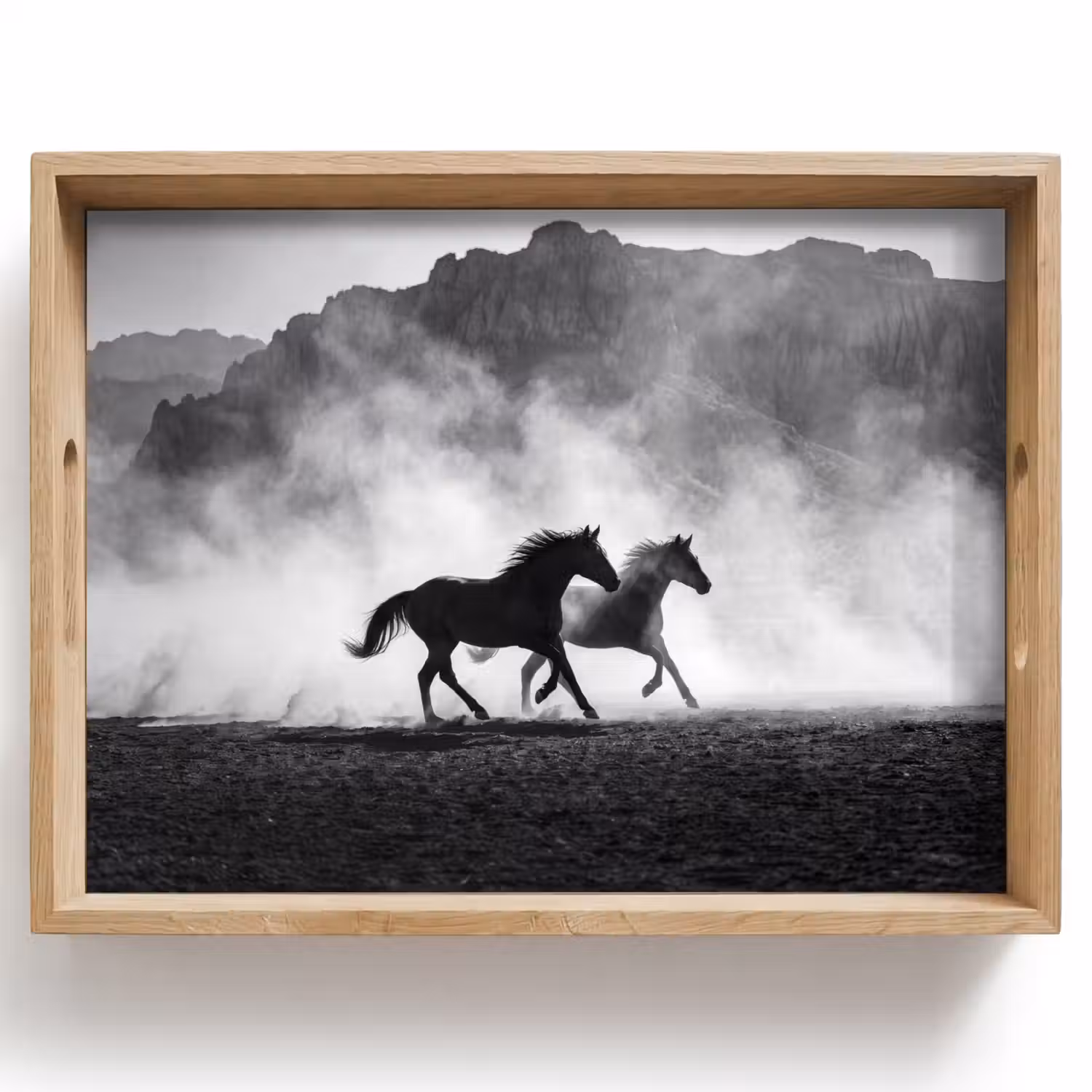 Paard - Ren - Stof - Zwart-wit - Dieren Dienblad Rechthoek middel -z3d_shopping