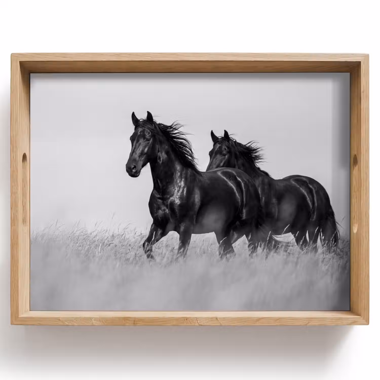 Paarden - Gras - Zwart - Wit Dienblad Rechthoek middel -z3d_shopping