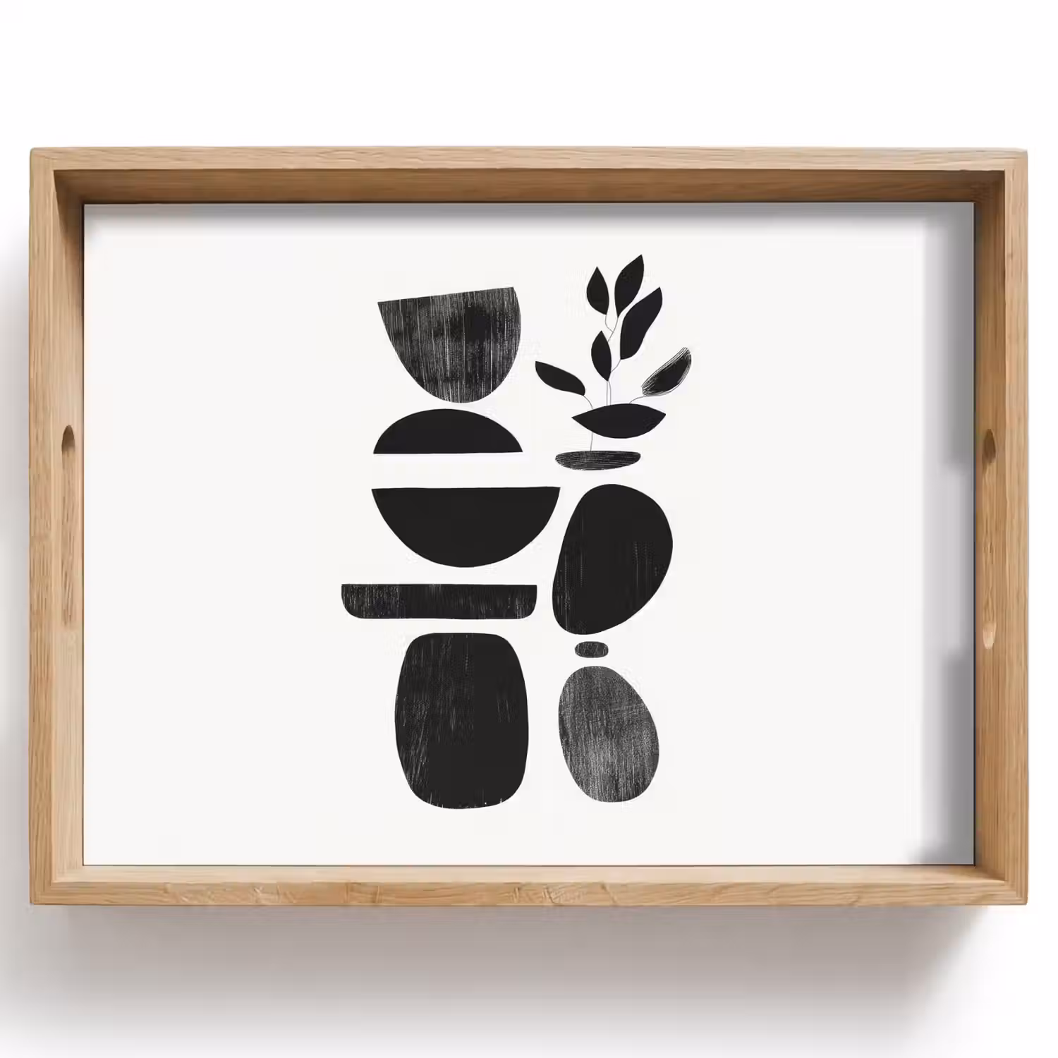 Japandi - Zwart - Abstract Dienblad Rechthoek middel -z3d_shopping