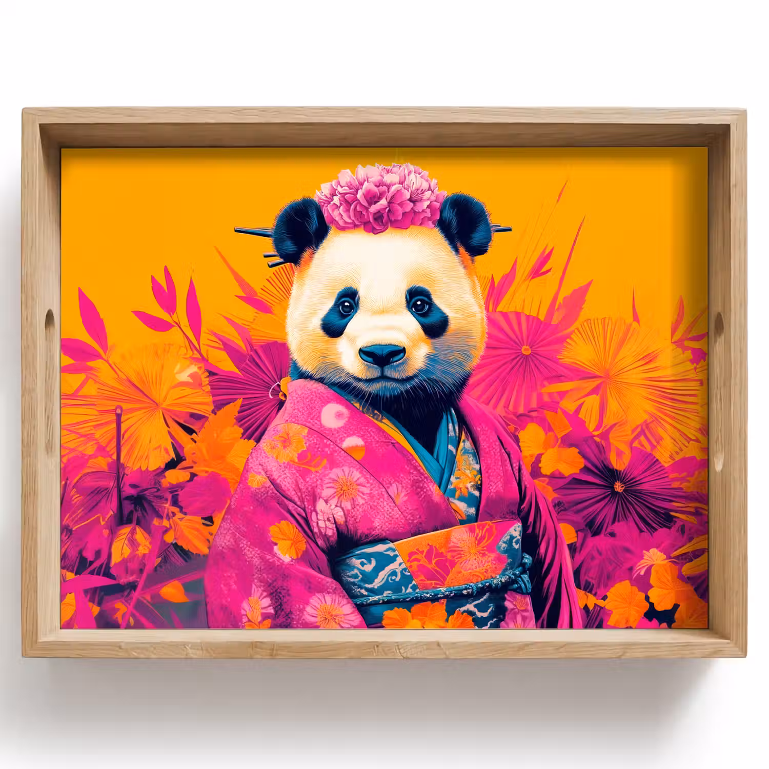 Kimono - Roze - Panda - Bloemenkroon Dienblad Rechthoek middel -z3d_shopping