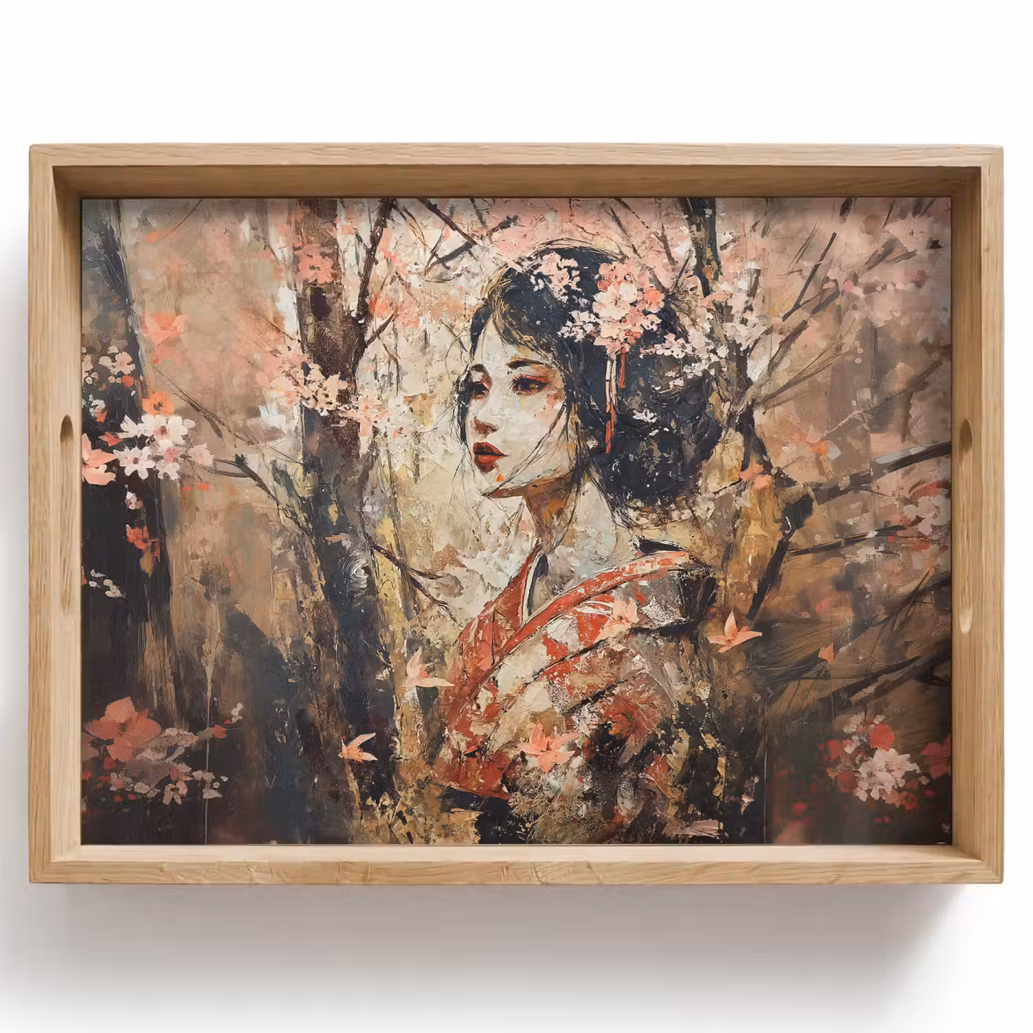 Kimono - Vrouw - kersenbomen Dienblad Rechthoek middel -z3d_shopping