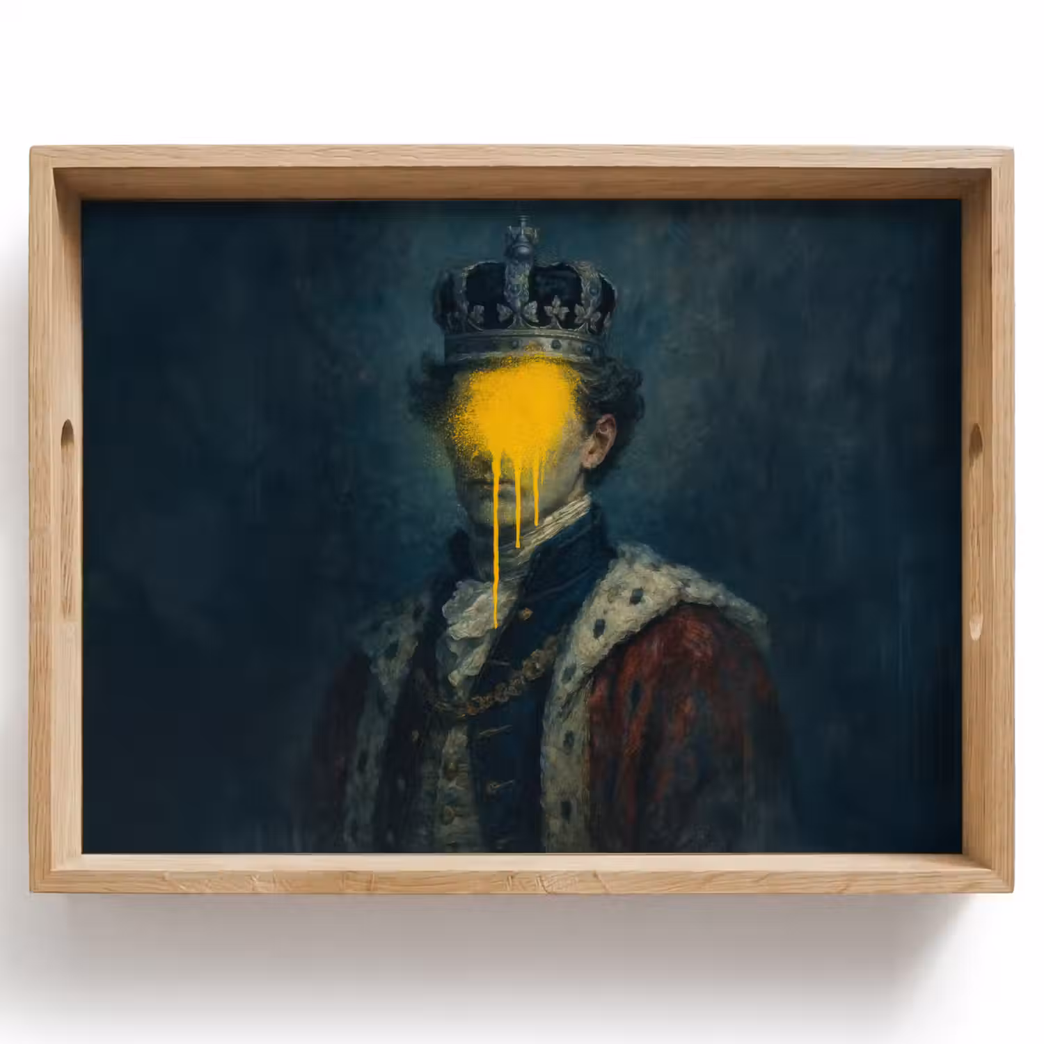 Koning - Portret - Druipende gele verf Dienblad Rechthoek middel -z3d_shopping
