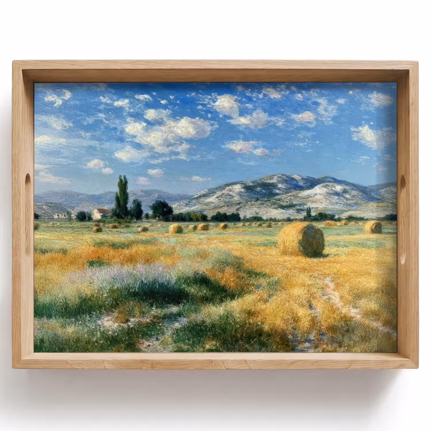 Landschap - Strobalen - Bergen - Wolken Dienblad Rechthoek middel -z3d_shopping