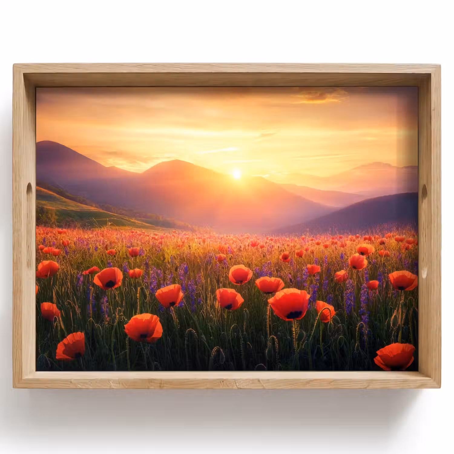 Landschap - Zonsondergang - Bloemenveld Dienblad Rechthoek middel -z3d_shopping