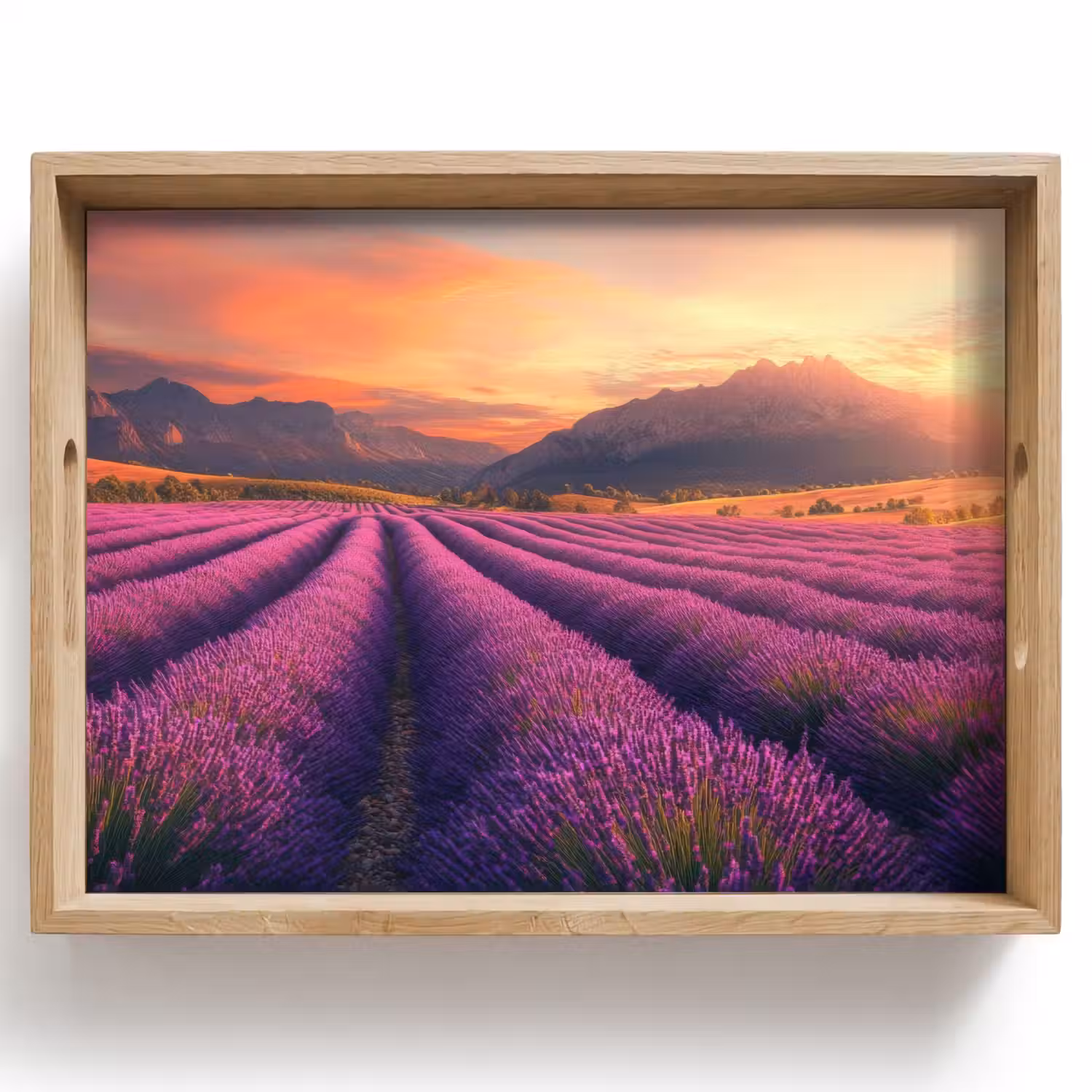 Lavendelveld - Zonsondergang - Paars Dienblad Rechthoek middel -z3d_shopping