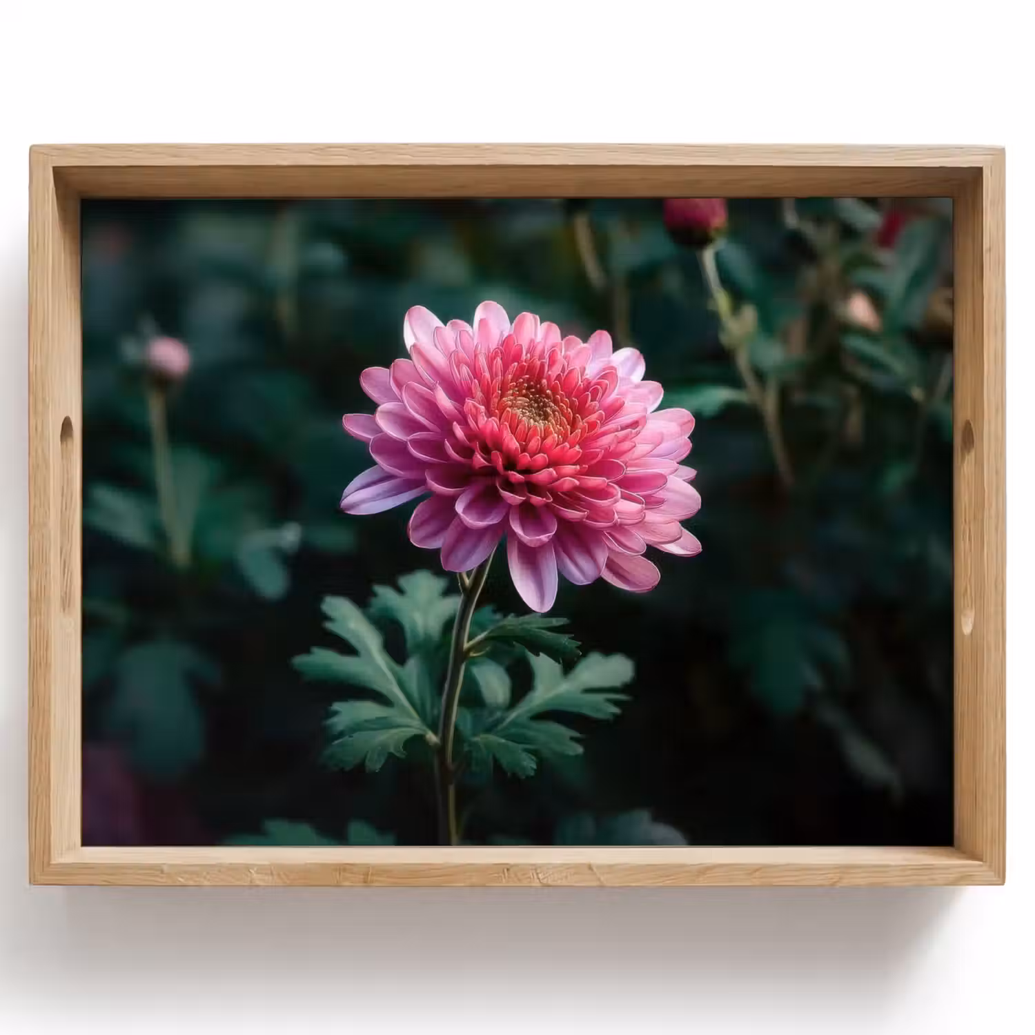 Blad - Chrysant - Roze - Schaduw Dienblad Rechthoek middel -z3d_shopping
